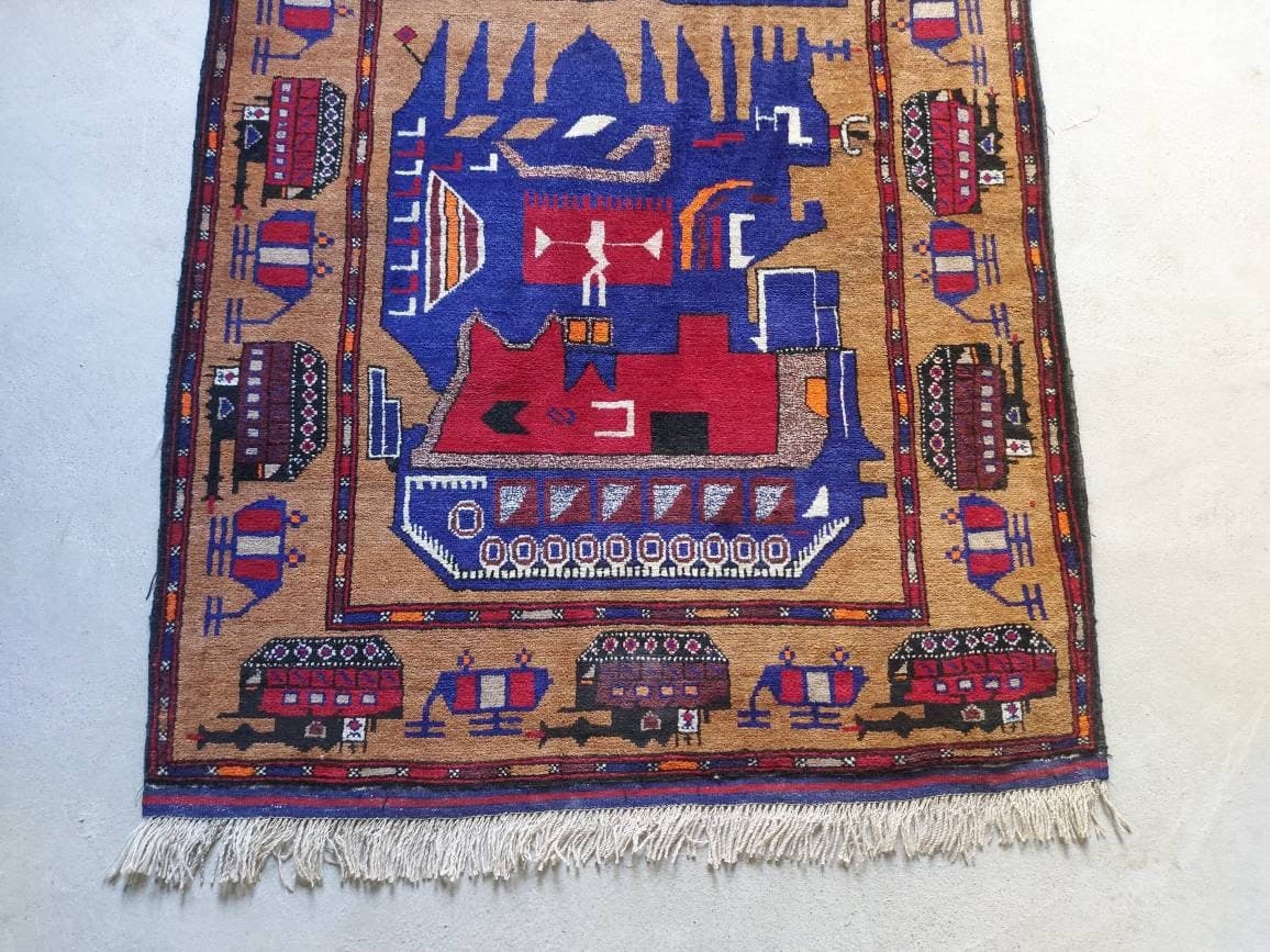 5x3 ft Handmade Afghan baluch war rug nice quality wool rug vegetable dyed wool rug - image 5