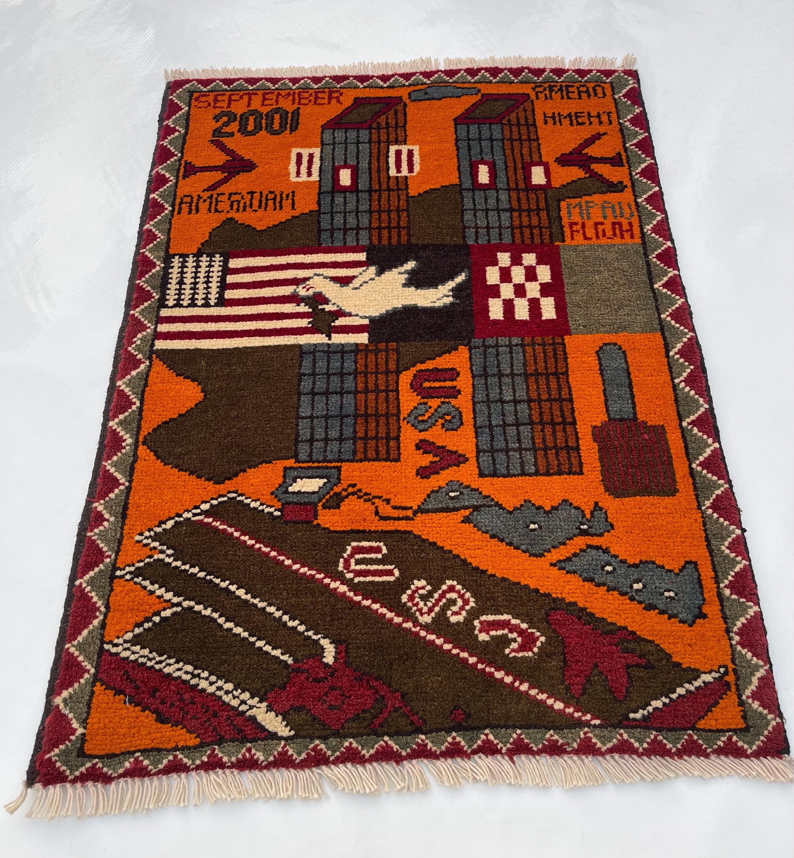 75x57 cm Classic Handmade Afghan war rug Beautifully made wool rug Nomadic Rug Oriental War Rug mini rug 9//11  #267