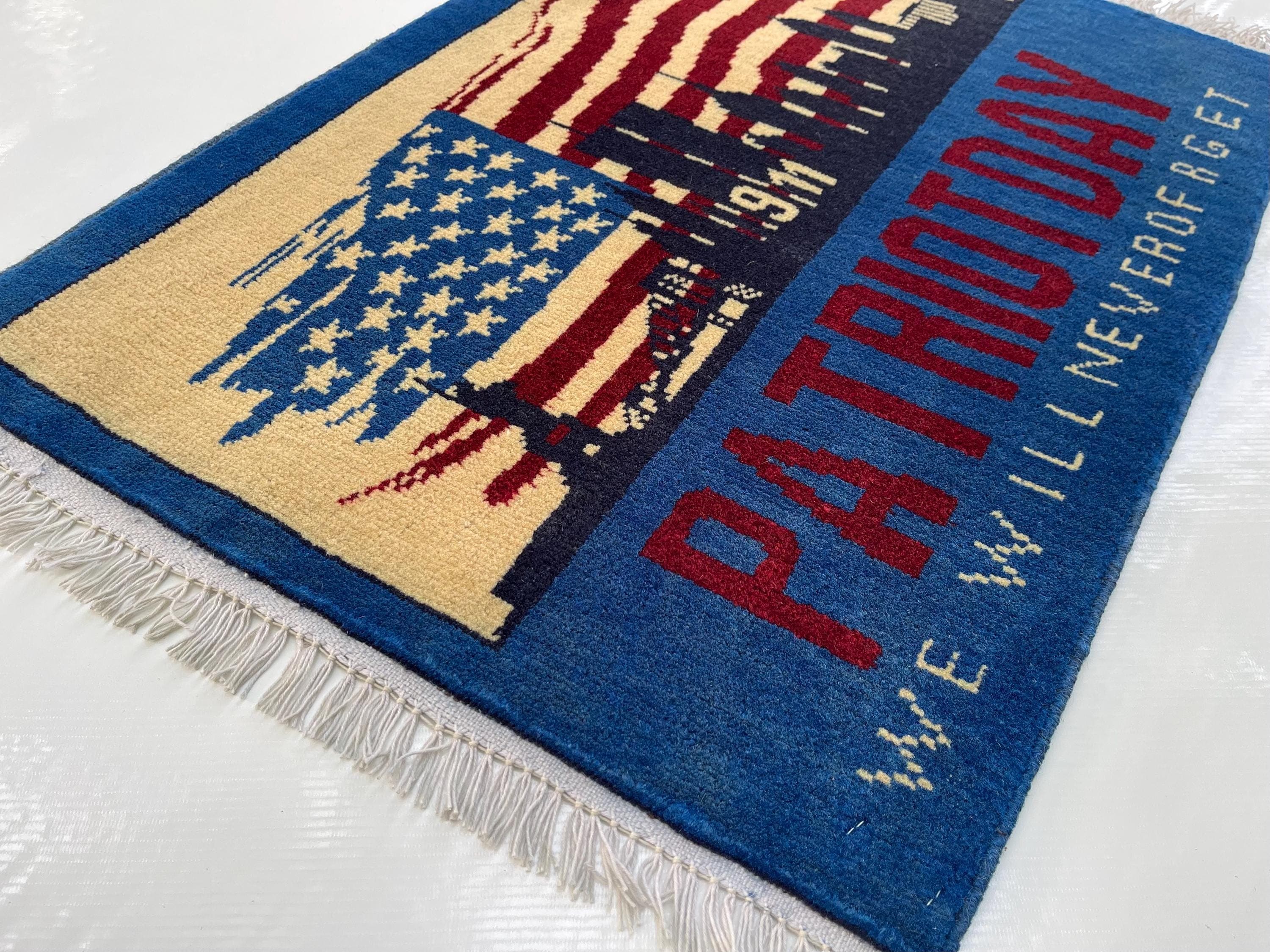 78x59 cm Classic Handmade Afghan war rug Beautifully made wool rug Nomadic Rug Oriental War Rug mini rug 9//11 twin towers #675 - image 4
