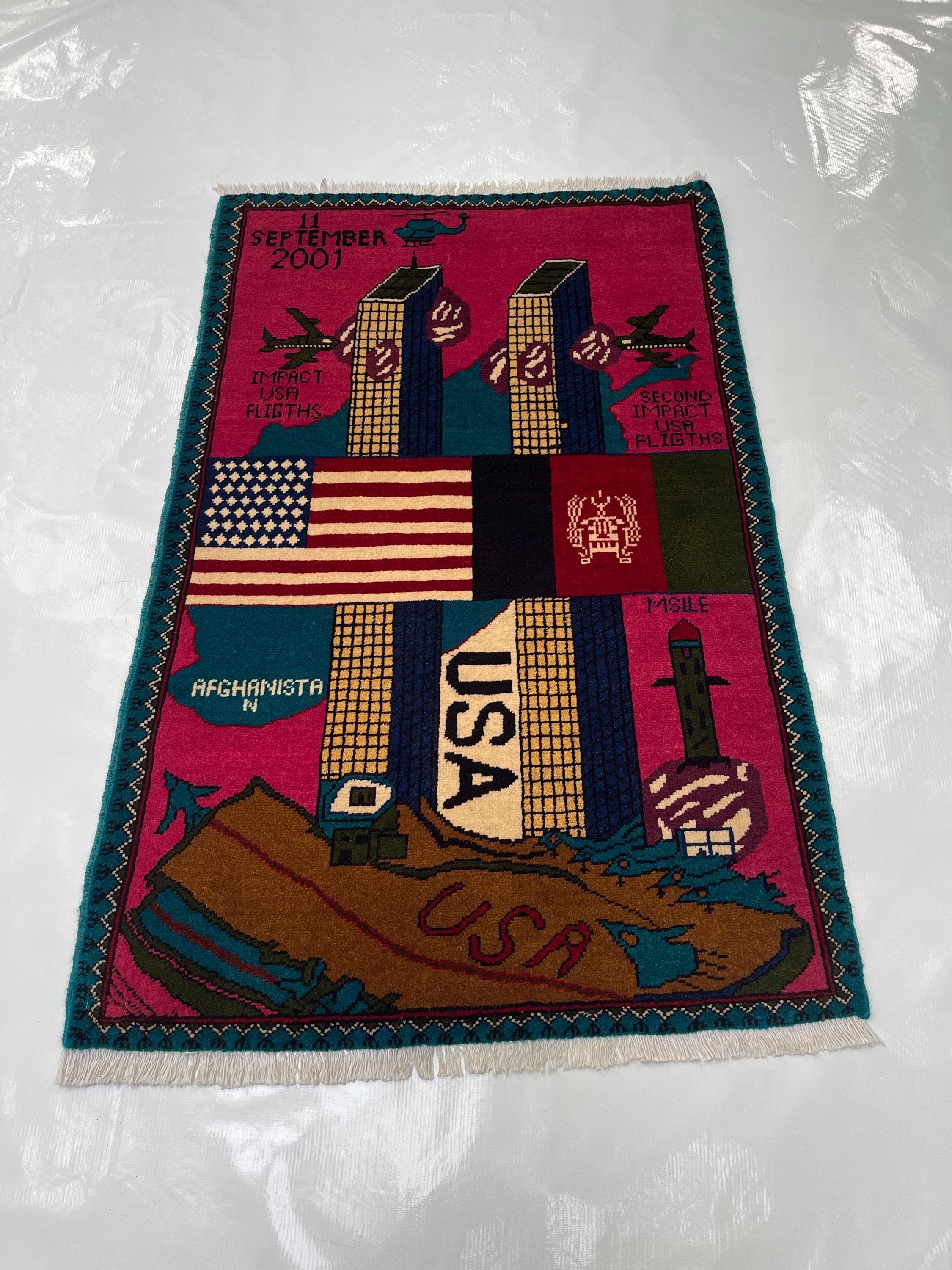 120x81 cm Classic Handmade Afghan war rug Beautifully made wool rug Nomadic Rug Oriental War  rug twin towers handicrafts 9//11  #600