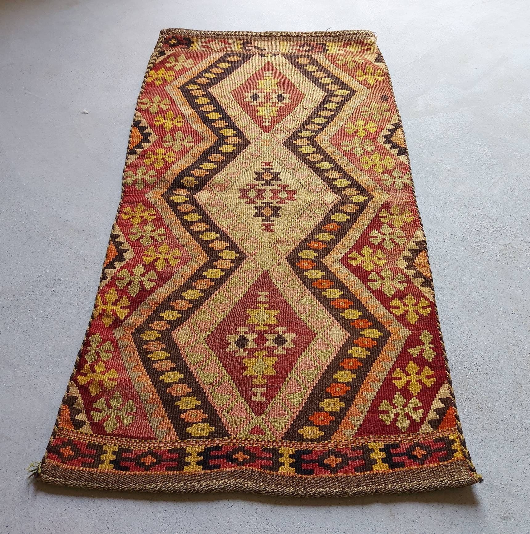 3'3"×1'9" ft Turkish kilim pillow cover best wool kilim oriental rug  vintage large rug - image 3