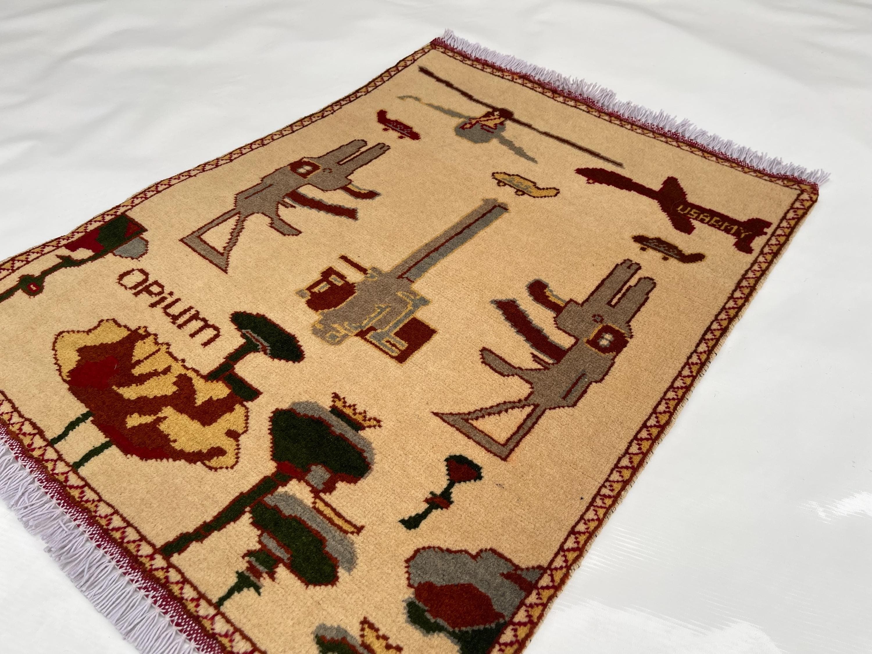 79x62 cm Classic Handmade Afghan war rug Beautifully made wool rug Nomadic Rug Oriental War Rug mini rug handicrafts #388 - image 4