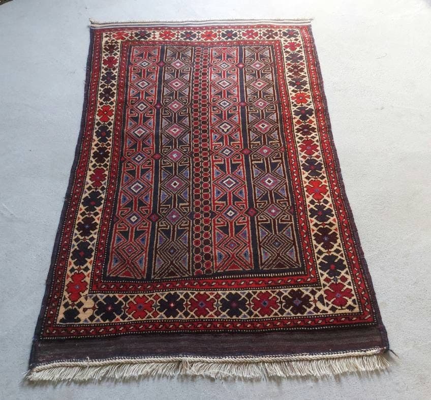 4'5"×2'11" Afghan rug nice thaimani tribal rug oriental area rug vegetable dyed handmade vintage rug Baluch rug