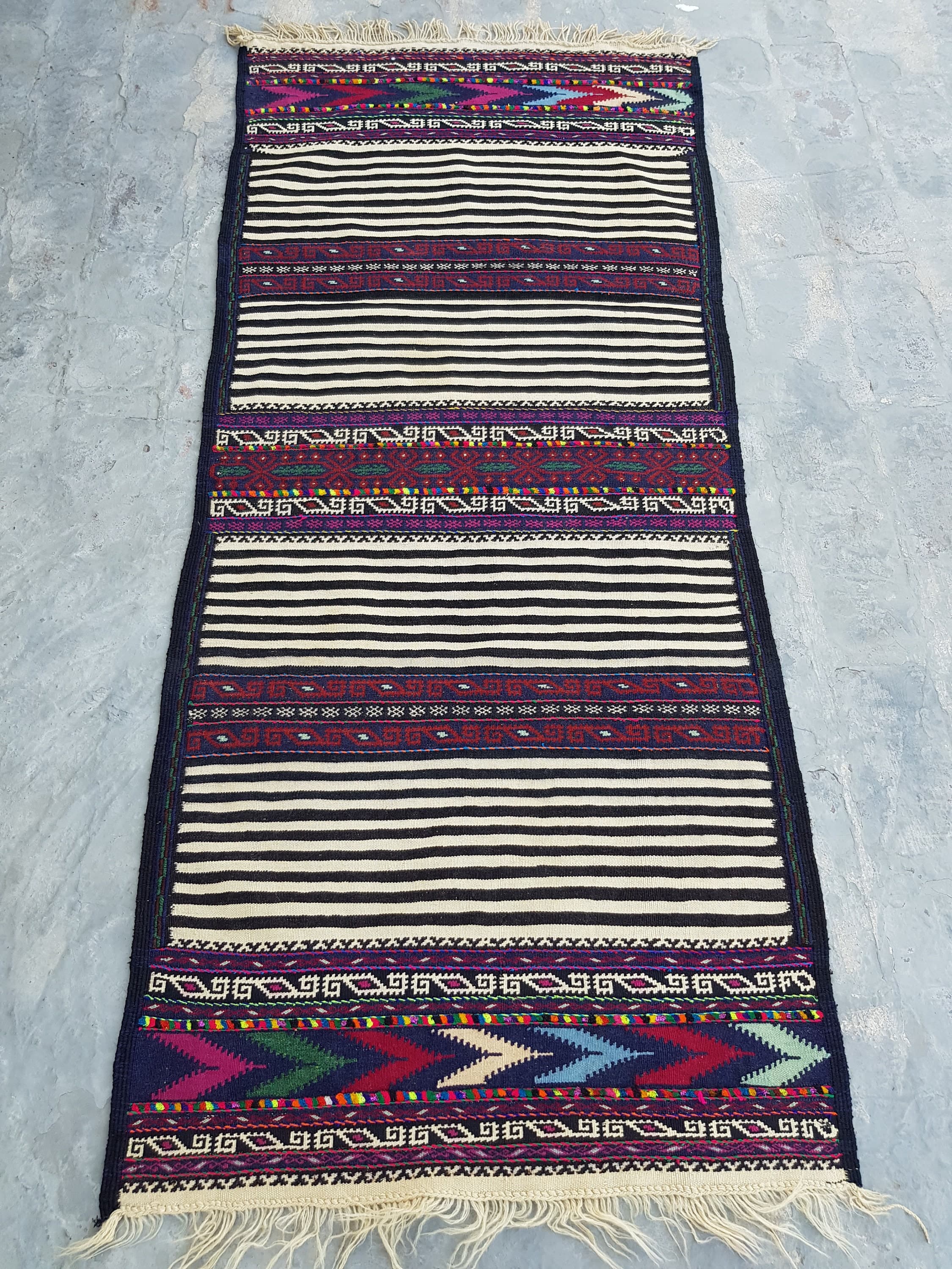 5'9"×2'5" Handmade Afghan kilim nice quality wool kilim flat weave runner sufreh kilim