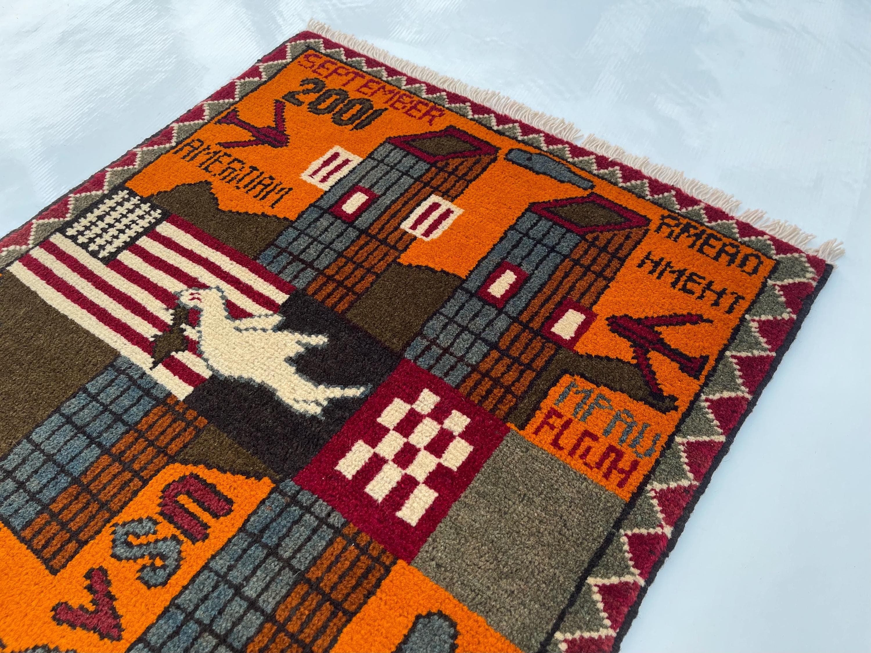 75x57 cm Classic Handmade Afghan war rug Beautifully made wool rug Nomadic Rug Oriental War Rug mini rug 9//11 #267 - image 5