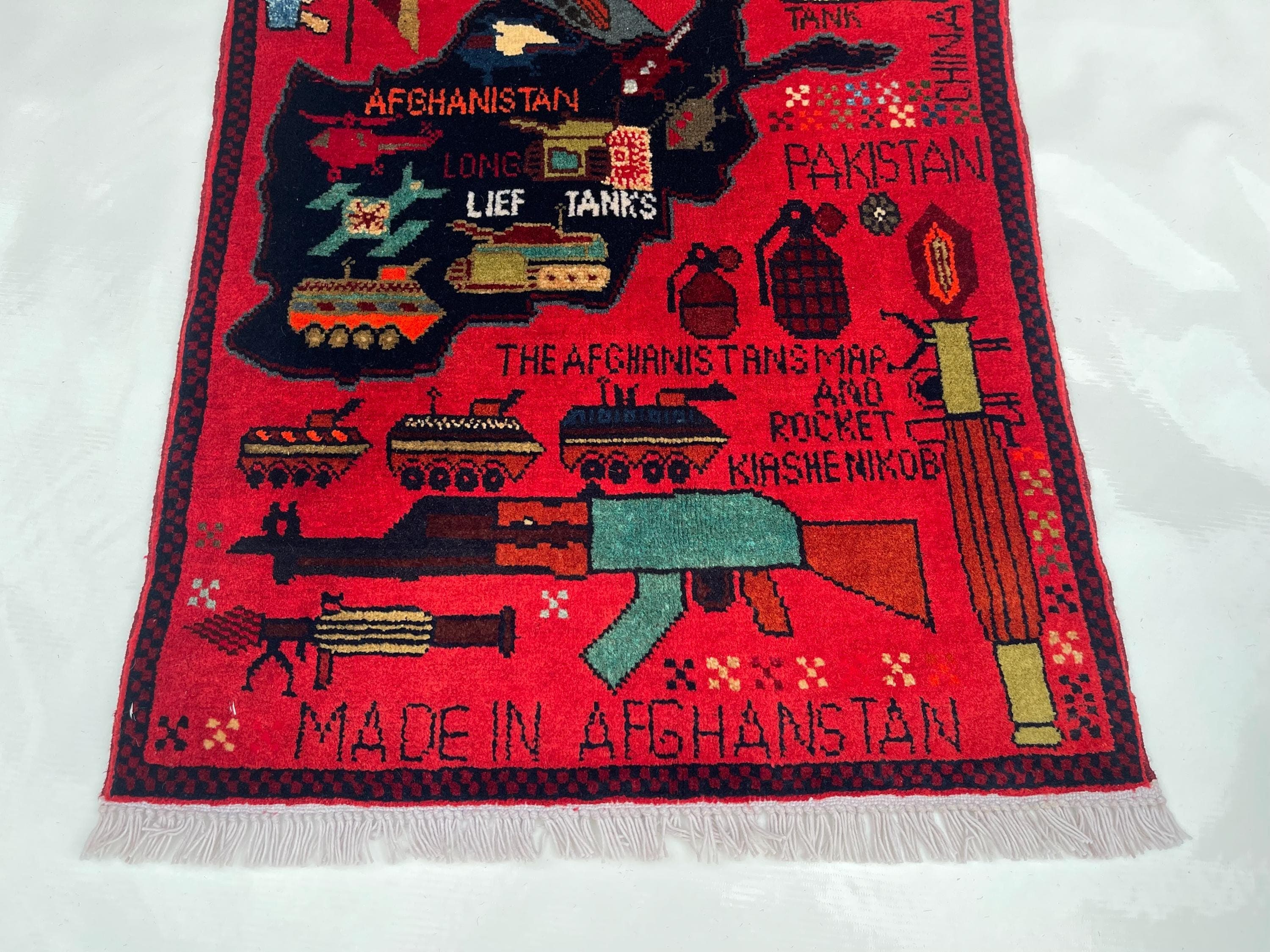 80x59 cm Ethnic Handmade Afghan war rug Beautifully made wool rug Nomadic Rug Oriental War Rug mini rug pictorial rug #348 - image 3
