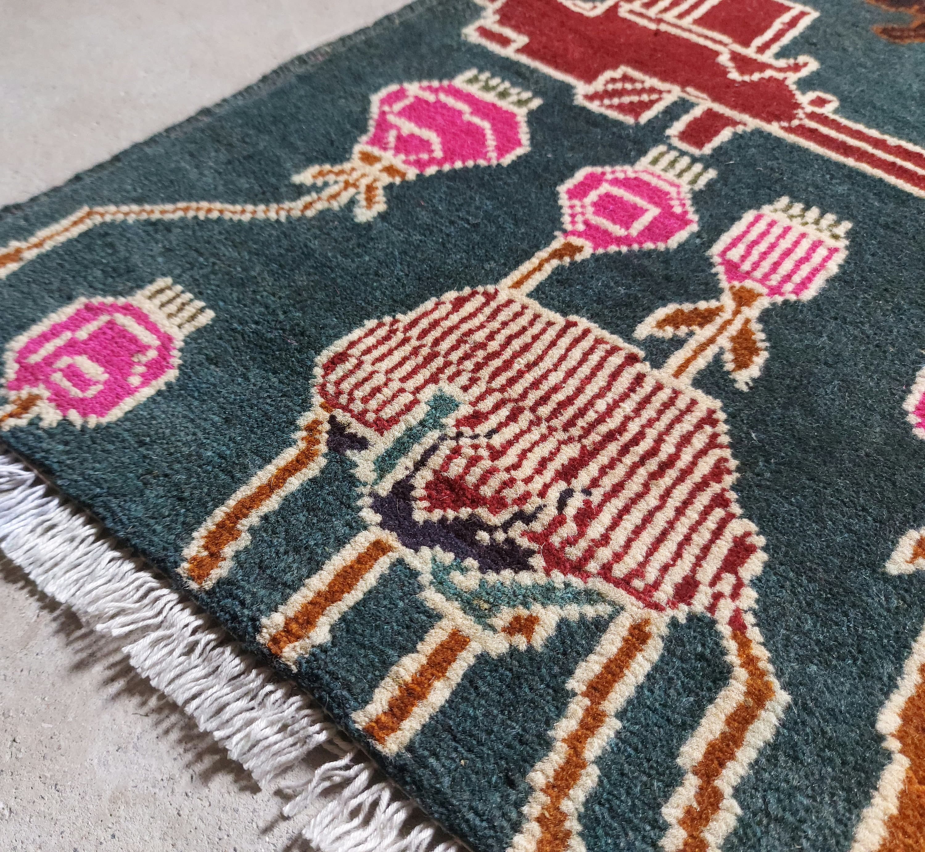76x60 cm Classic Handmade Afghan war rug Beautifully made wool rug Nomadic Rug Oriental War Rug mini rug #31 - image 3