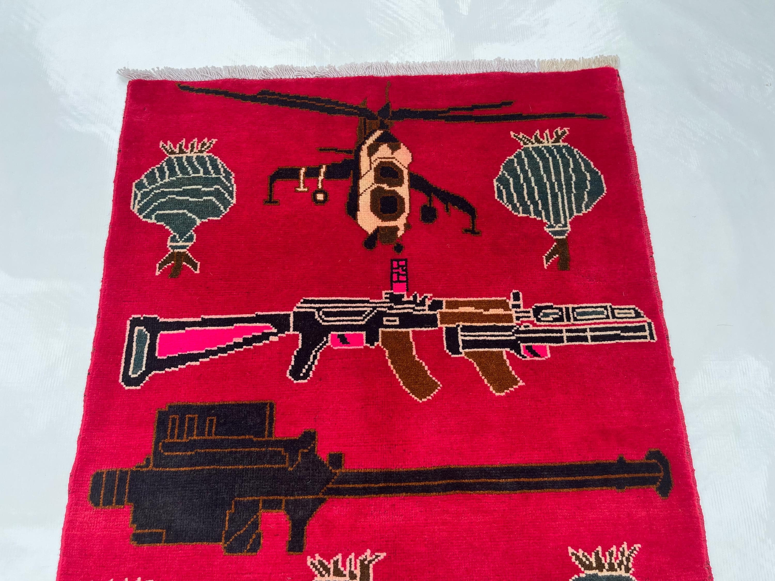 108x80 cm Classic Handmade Afghan war rug Beautifully made wool rug Nomadic Rug Oriental War Rug mini rug Opiume#351 - image 3