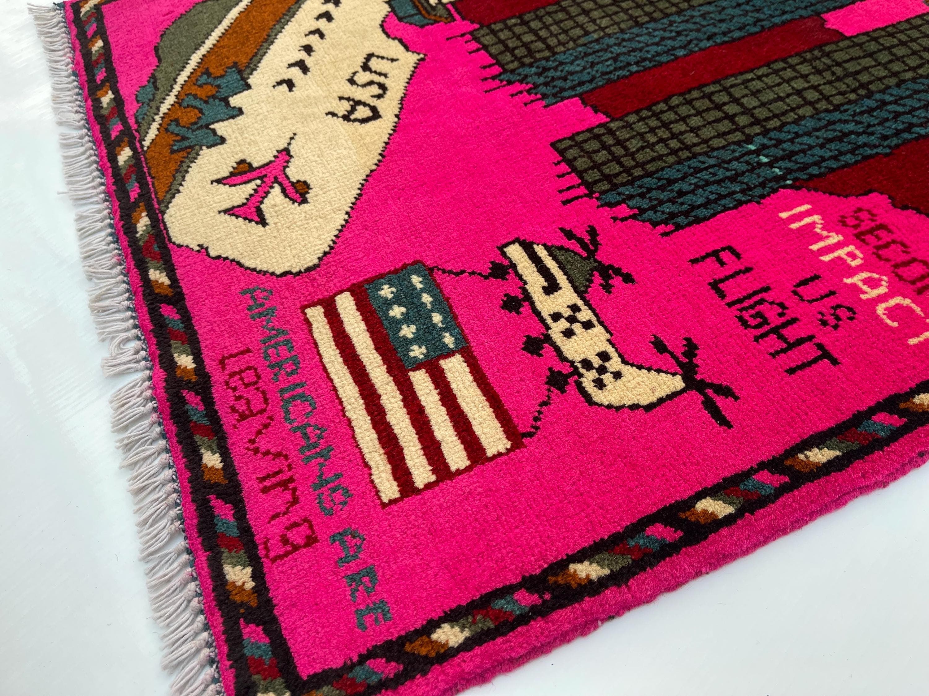 79x62 cm Handmade Afghan war rug wool rug shindand wool rug vintage war art rug twin towerss #268 - image 4