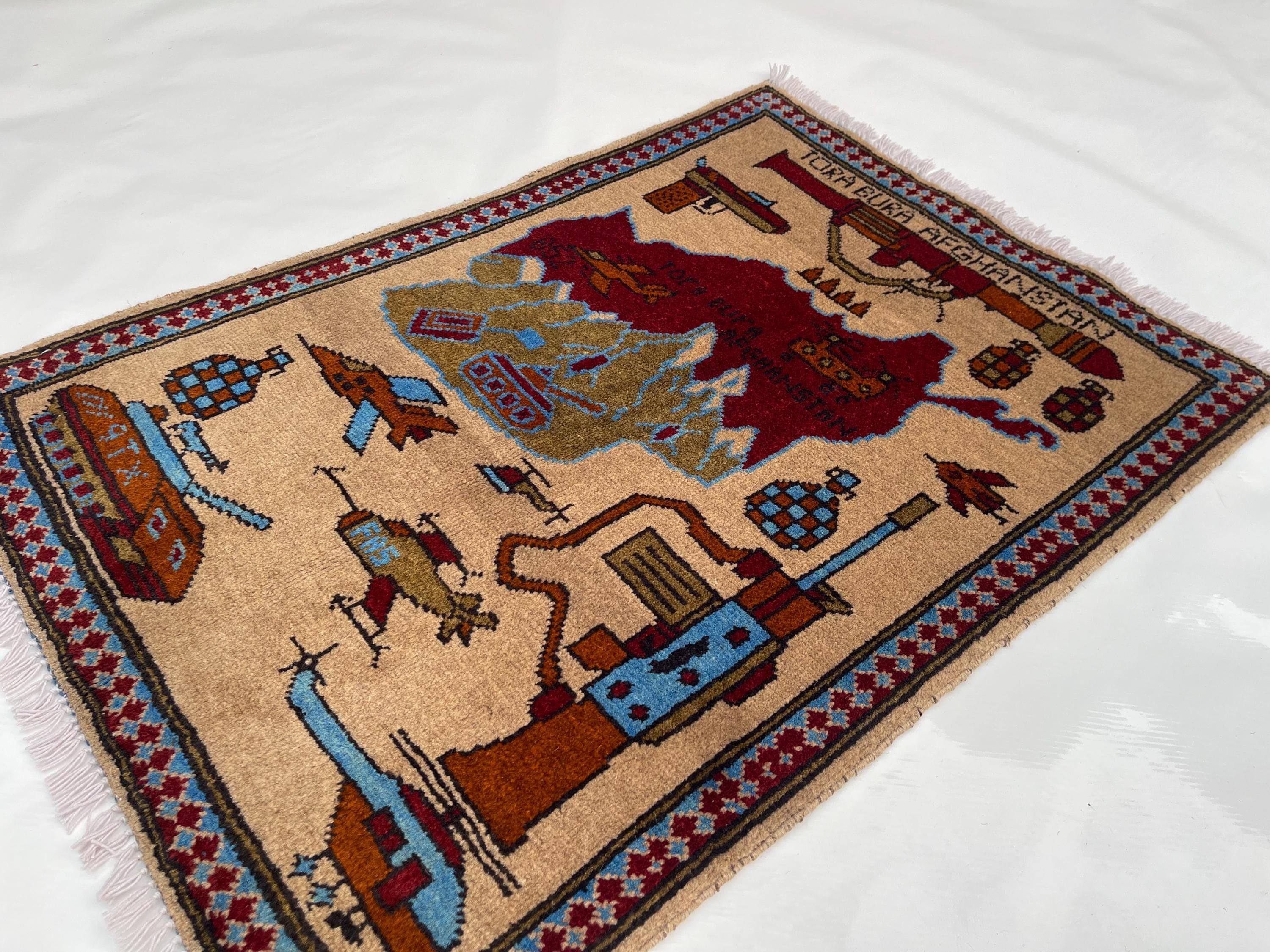 82x61 cm Classic Handmade Afghan war rug Beautifully made wool rug Nomadic Rug Oriental War Rug mini rug handicrafts #370 - image 3