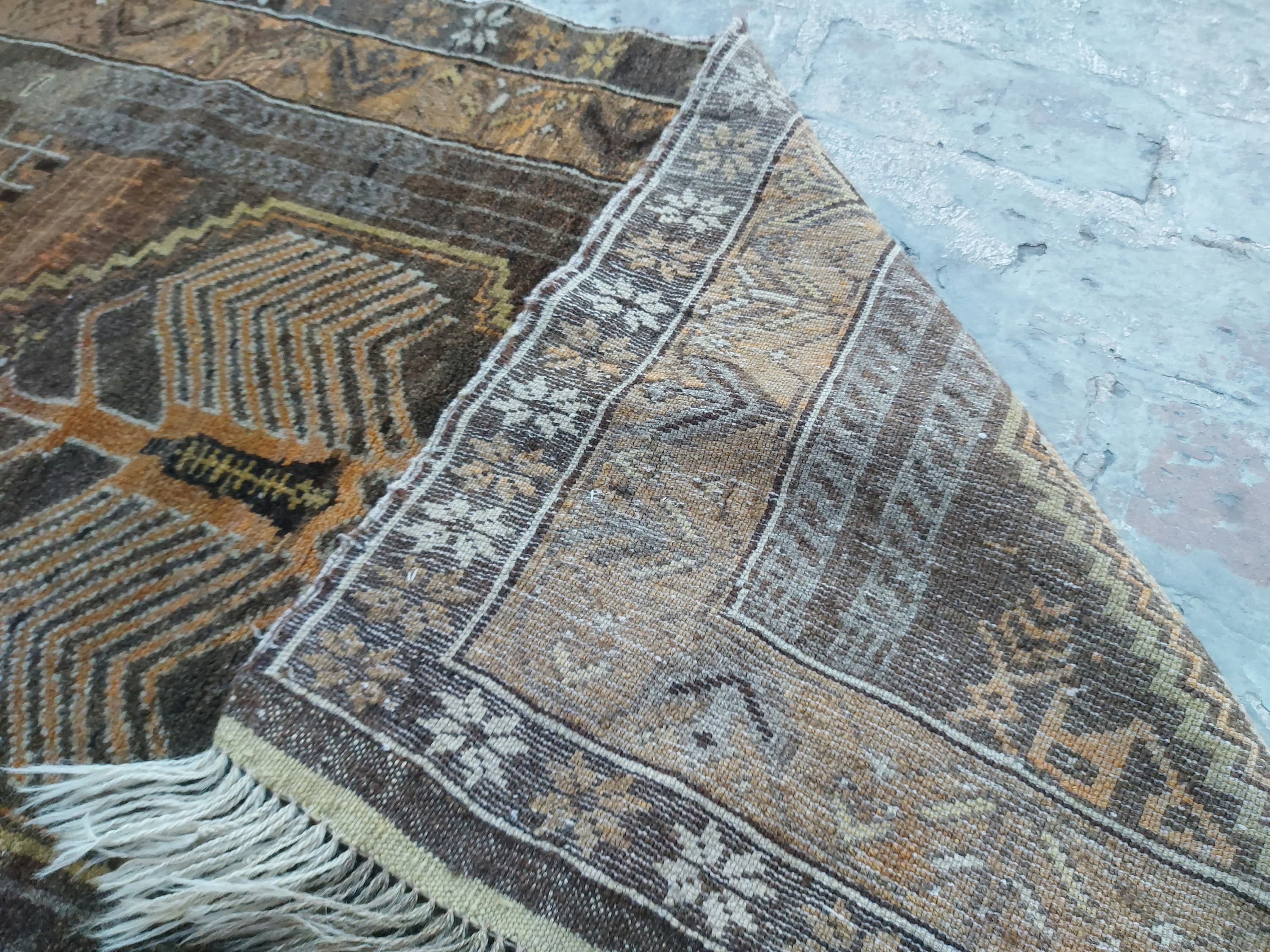130x91cm Handmade Afghan baluch prayer rug nice vintage wool rug tribal prayer rug Afghan prayer mat natural colours #66 - image 3
