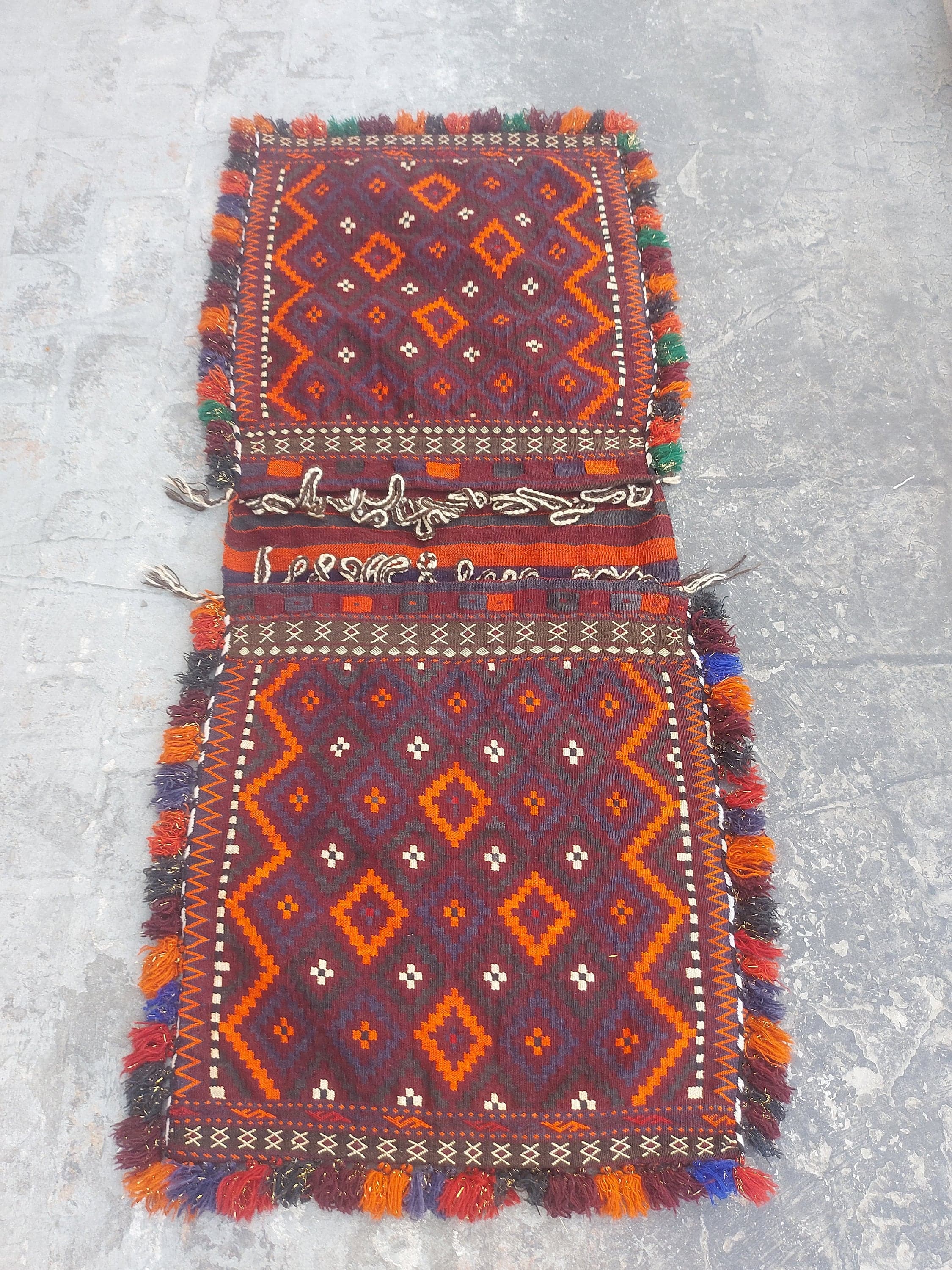 5x2 ft Handmade Afghan tatar saddlebag rug nice quality wool kilim rug flat weave maimana kilim