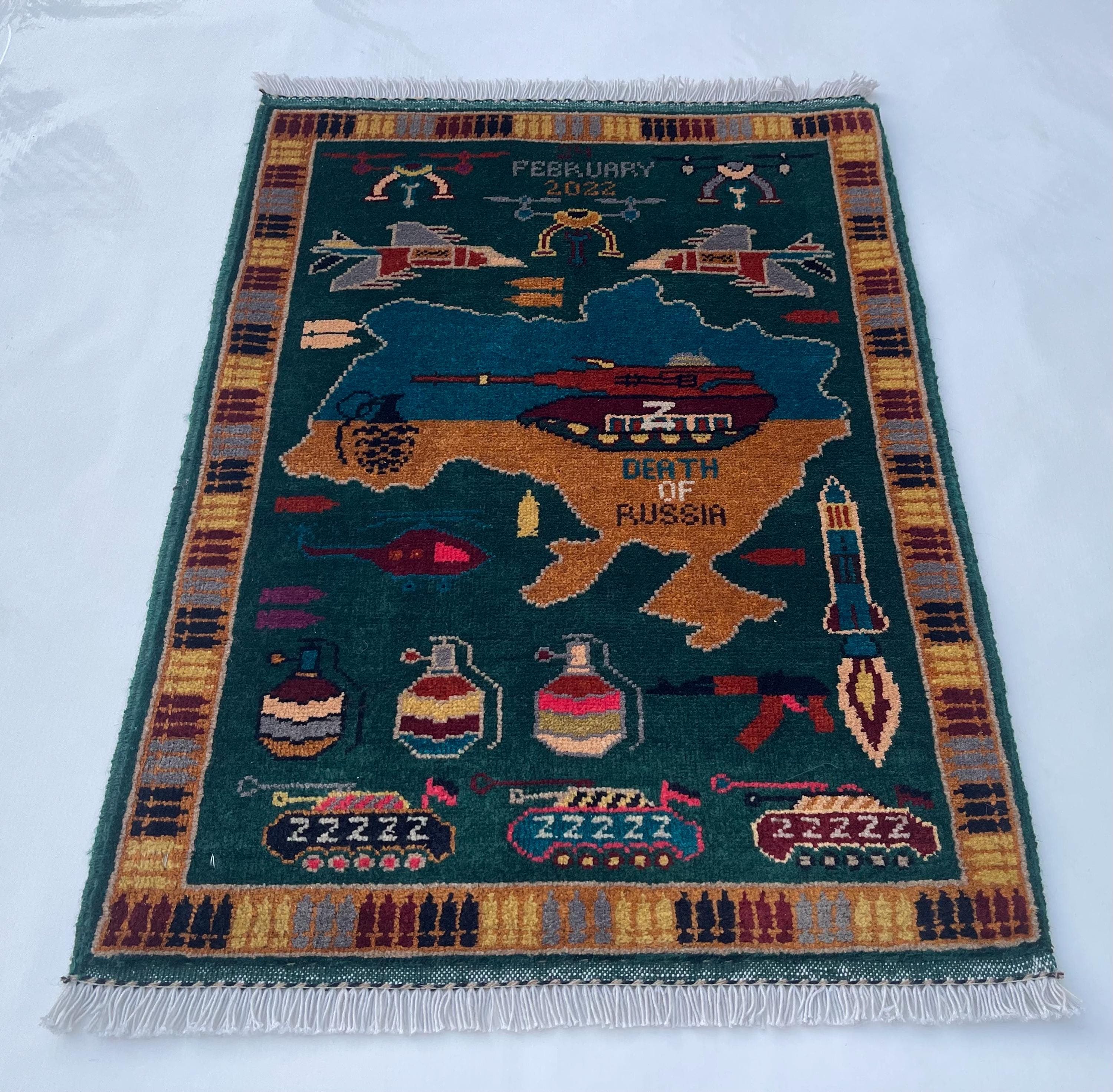 86x64 cm Handmade Afghan war rug wool rug handicrafts war art beautifully made war rug #286 - image 3