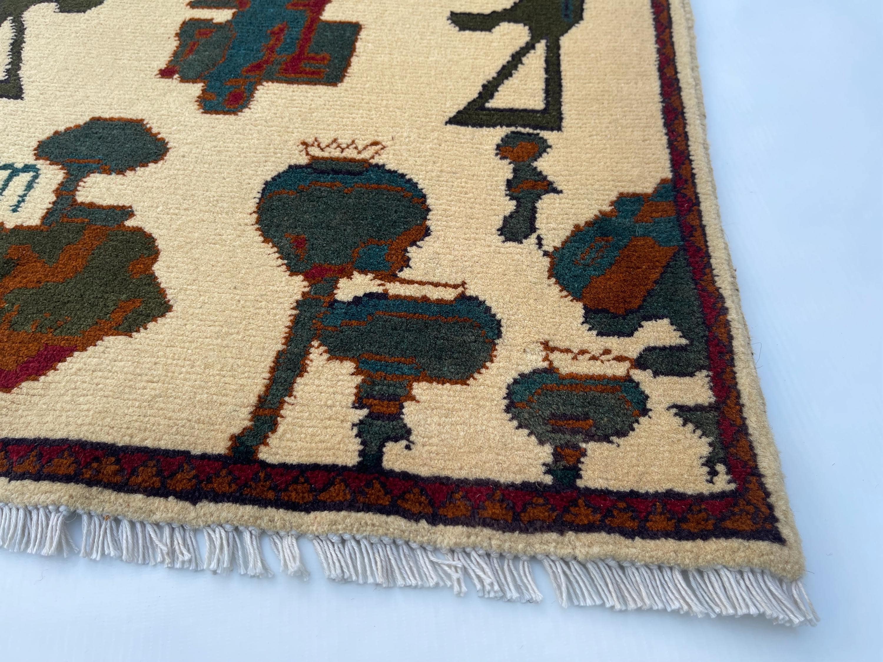 80x60 cm Handmade Afghan war rug wool rug war rug oriental wool rug mini war rug handicrafts #103 - image 3
