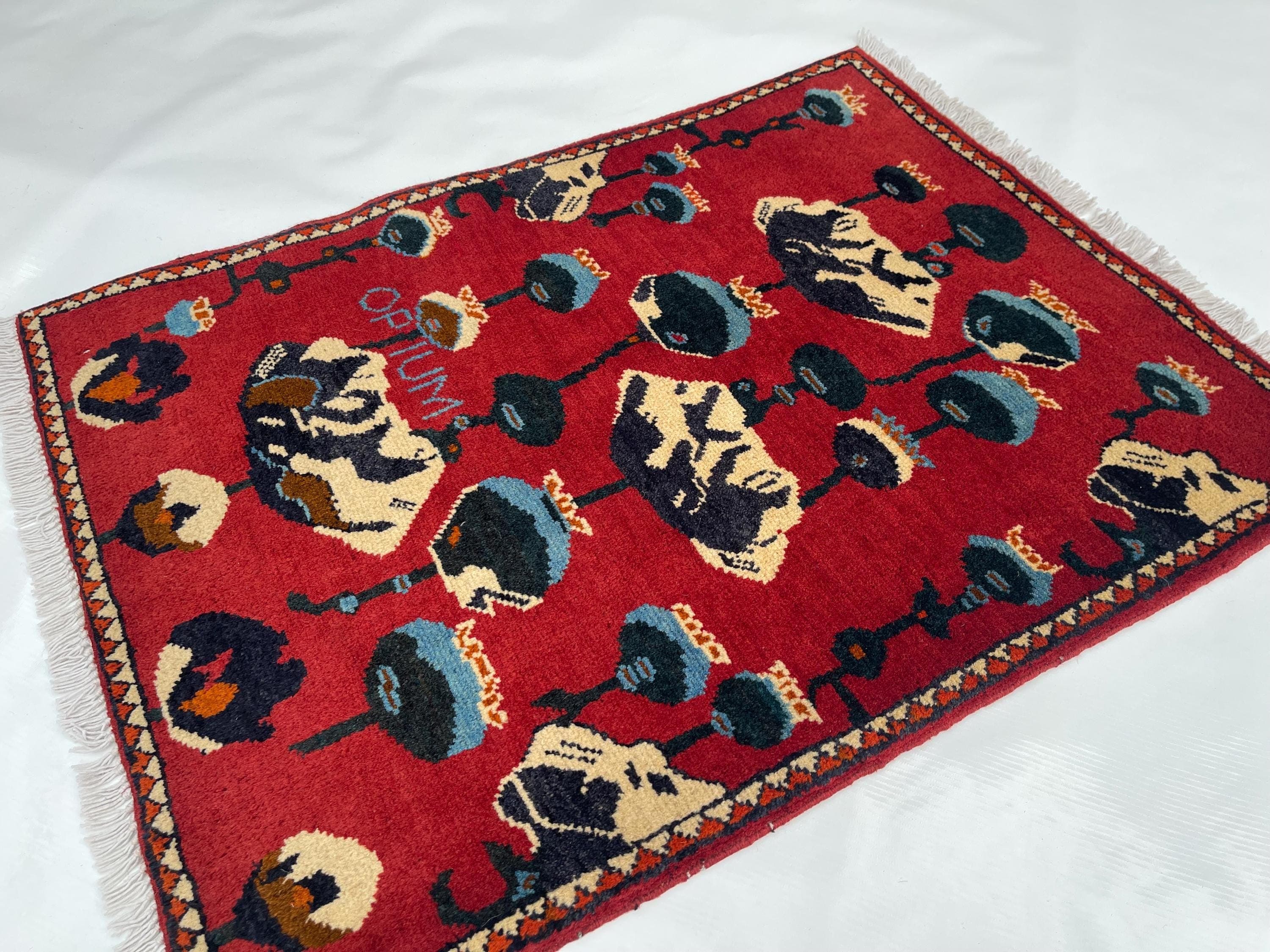 83x64 cm Classic Handmade Afghan war rug Beautifully made wool rug Nomadic Rug Oriental War Rug mini rug Opiume handicrafts #306 - image 4