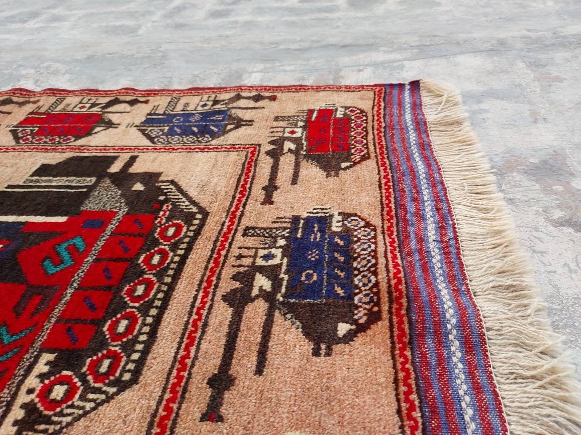 5x3 ft Handmade Afghan war art rug war rug Ethnic rug - image 4