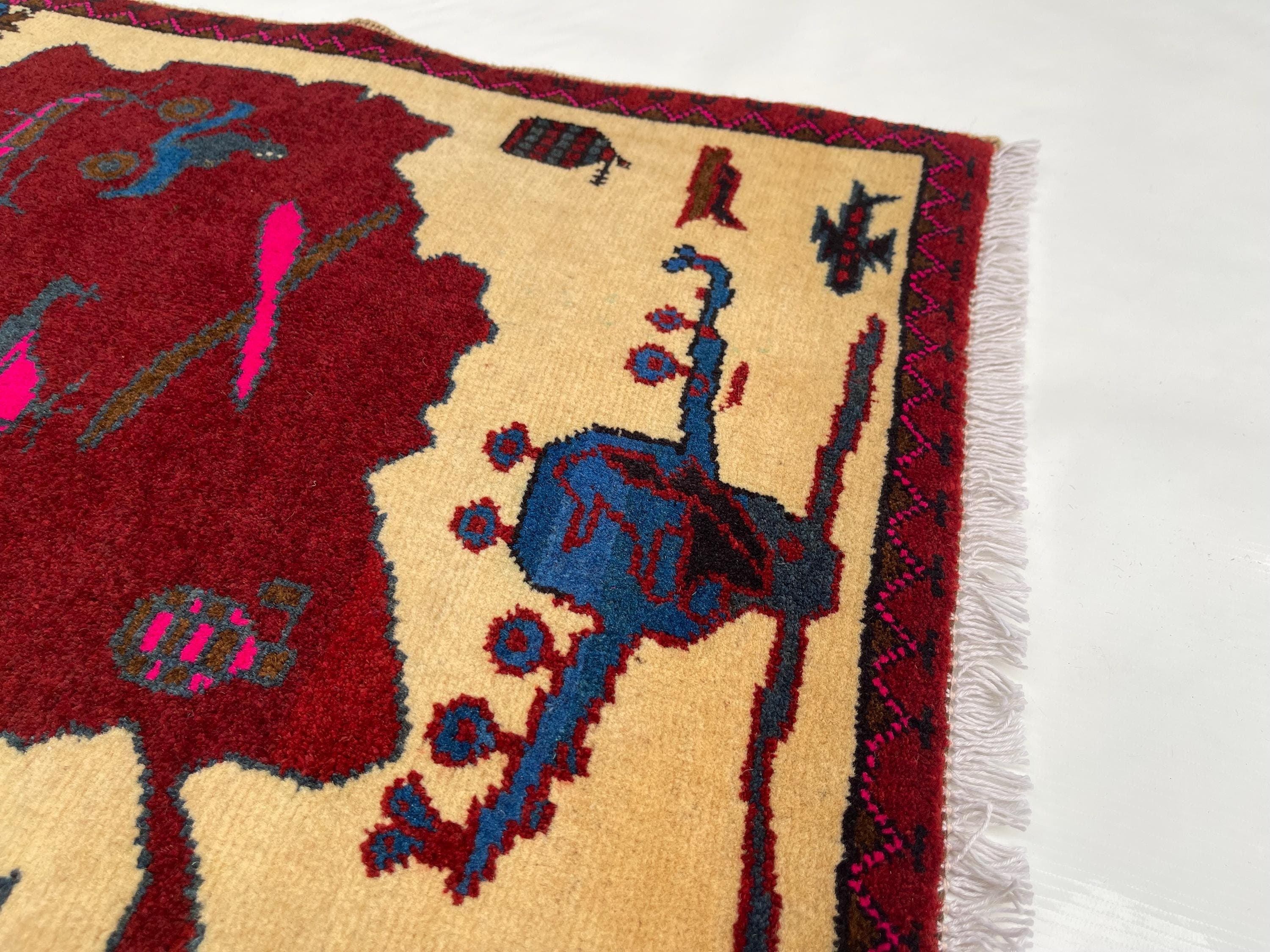 80x64 cm Classic Handmade Afghan war rug Beautifully made wool rug Nomadic Rug Oriental War Rug mini rug 9//11 #387 - image 3