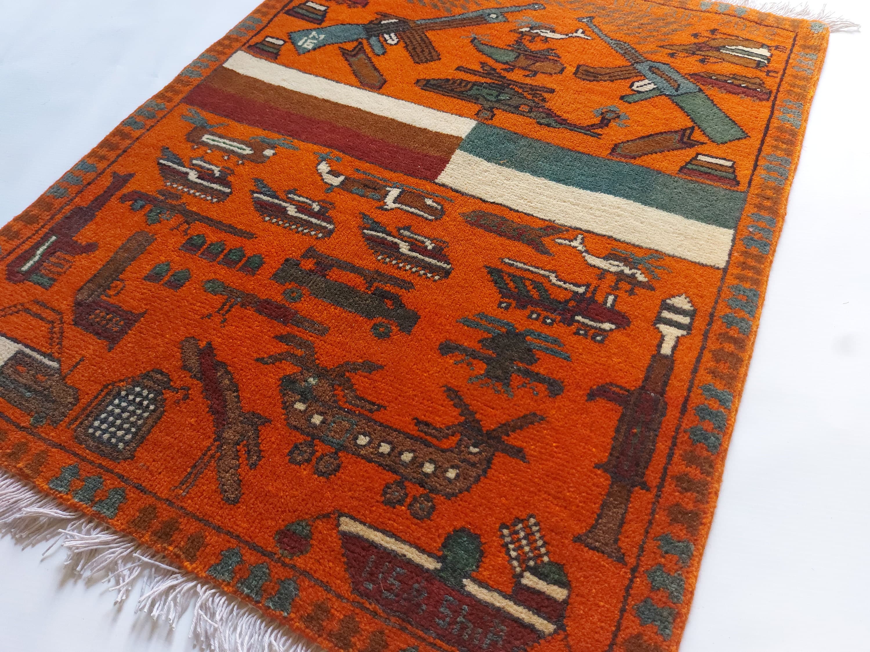 81x64cm Handmade Afghan beloch war rug wool rug shindand wool rug war art rug folk art war rug handicrafts mini rug #147 - image 3