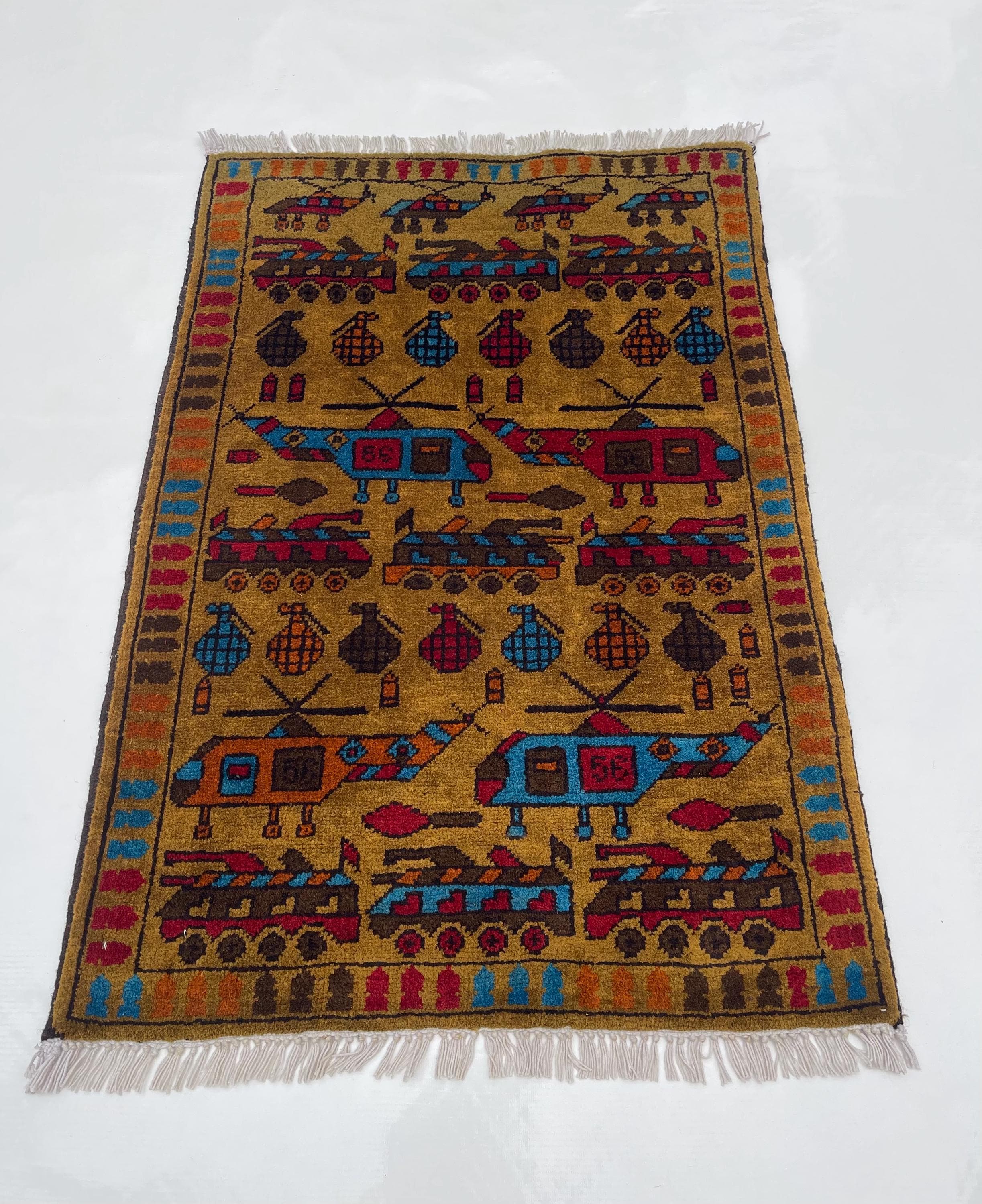 87x60 cm Handmade Afghan war rug wool rug Nomadic Rug Oriental War Rug mini rug oriental area rug folk art handicrafts #389
