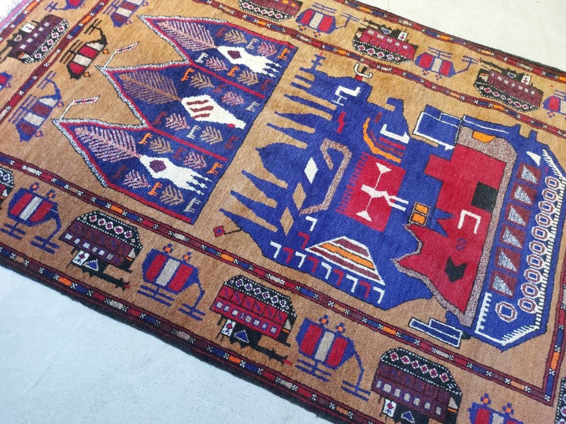5x3 ft Handmade Afghan baluch war rug nice quality wool rug vegetable dyed wool rug - image 3