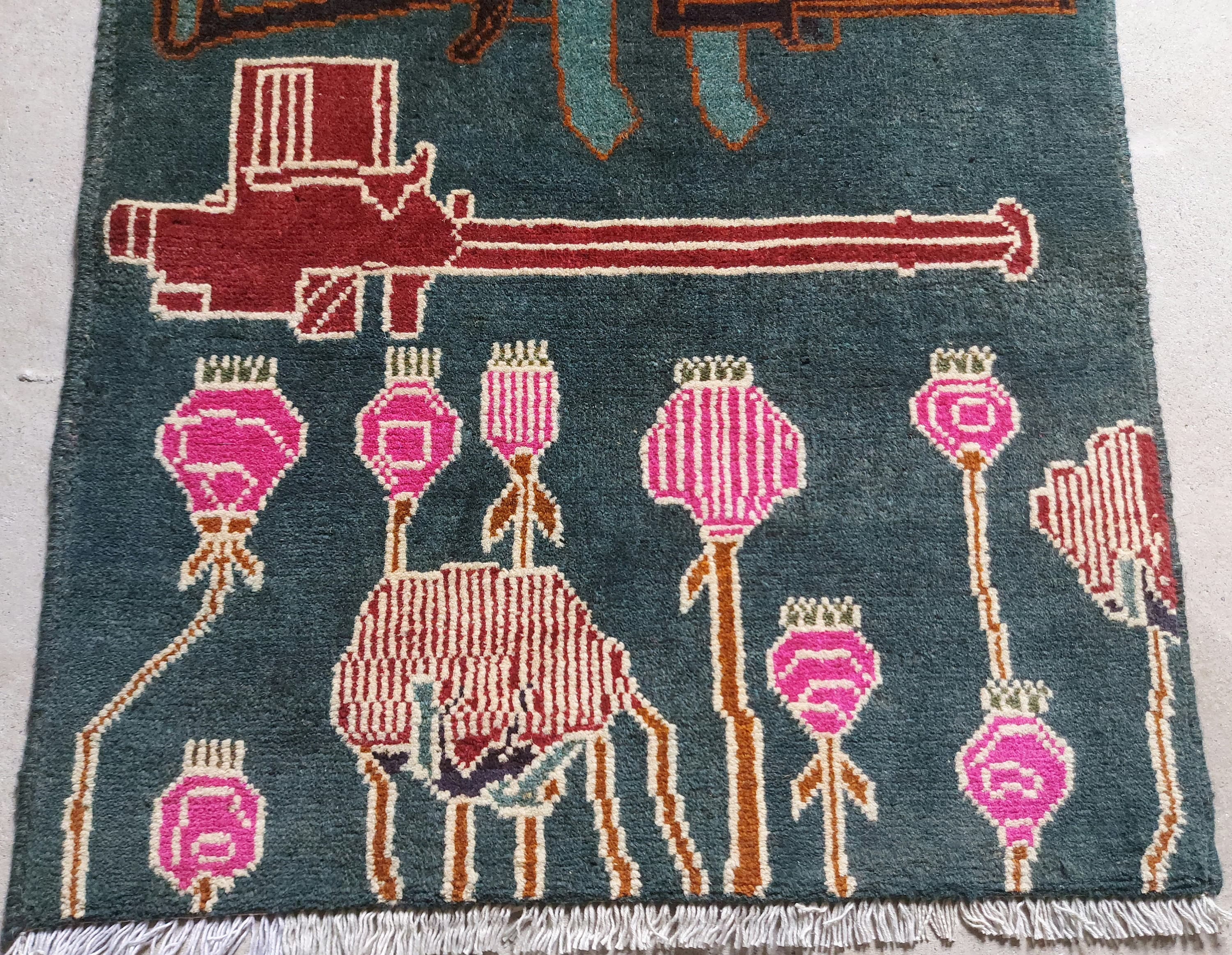 76x60 cm Classic Handmade Afghan war rug Beautifully made wool rug Nomadic Rug Oriental War Rug mini rug #31 - image 5