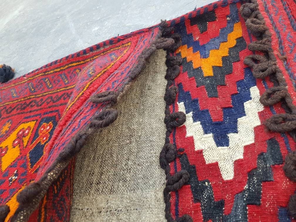 4x2 ft Handmade Afghan baluch saddlebag rug nice quality wool rug Turkmen tribal saddlebag vintage rug - image 4