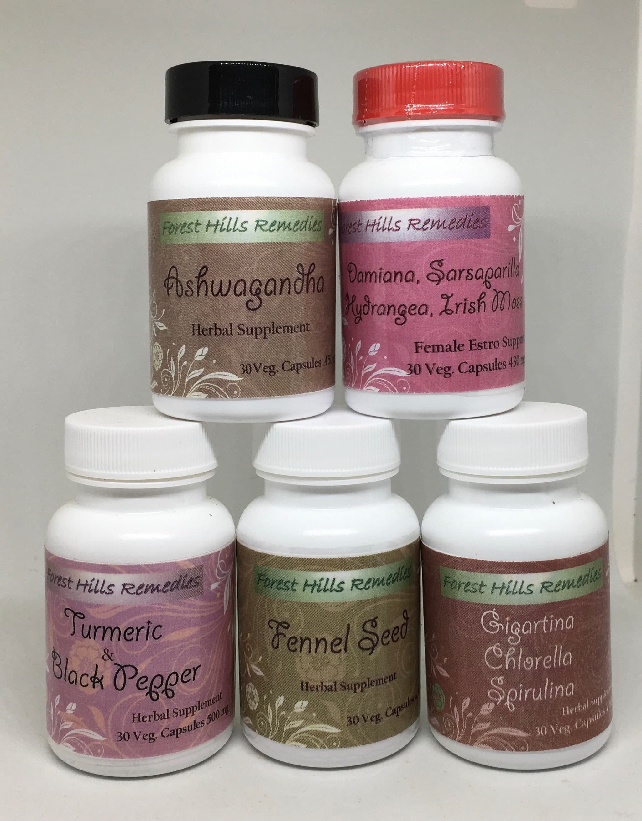 Vegan Herbal Supplements, Forest Hills Remedies, 30-Count Capsules