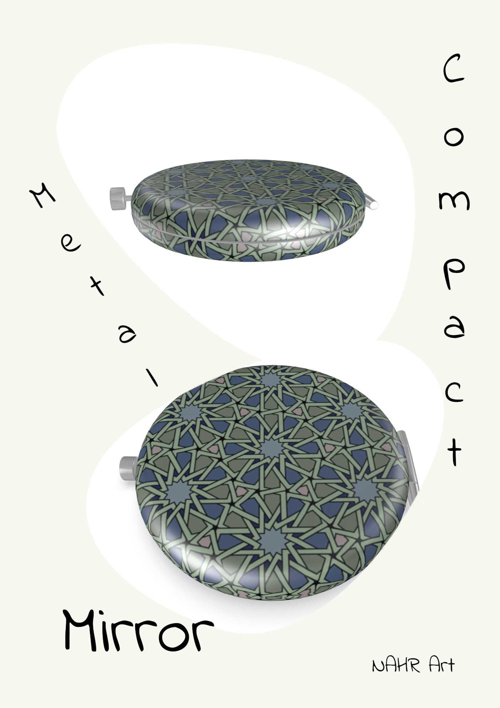 Metal Compact Pocket Mirror for her | Design Inspired by Islamic Art