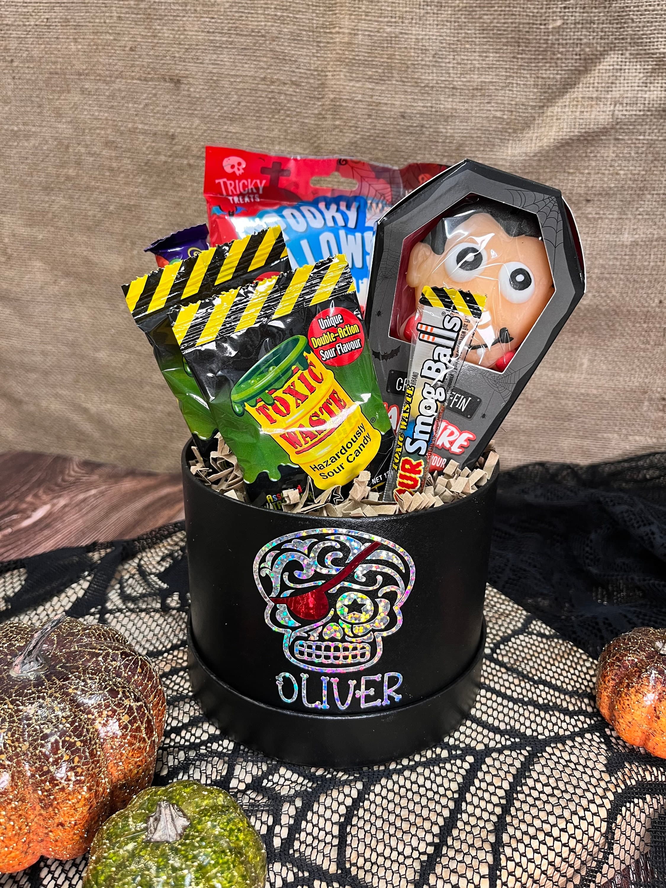Personalised Halloween Sweet Box: Skull Decor, Candy Gift