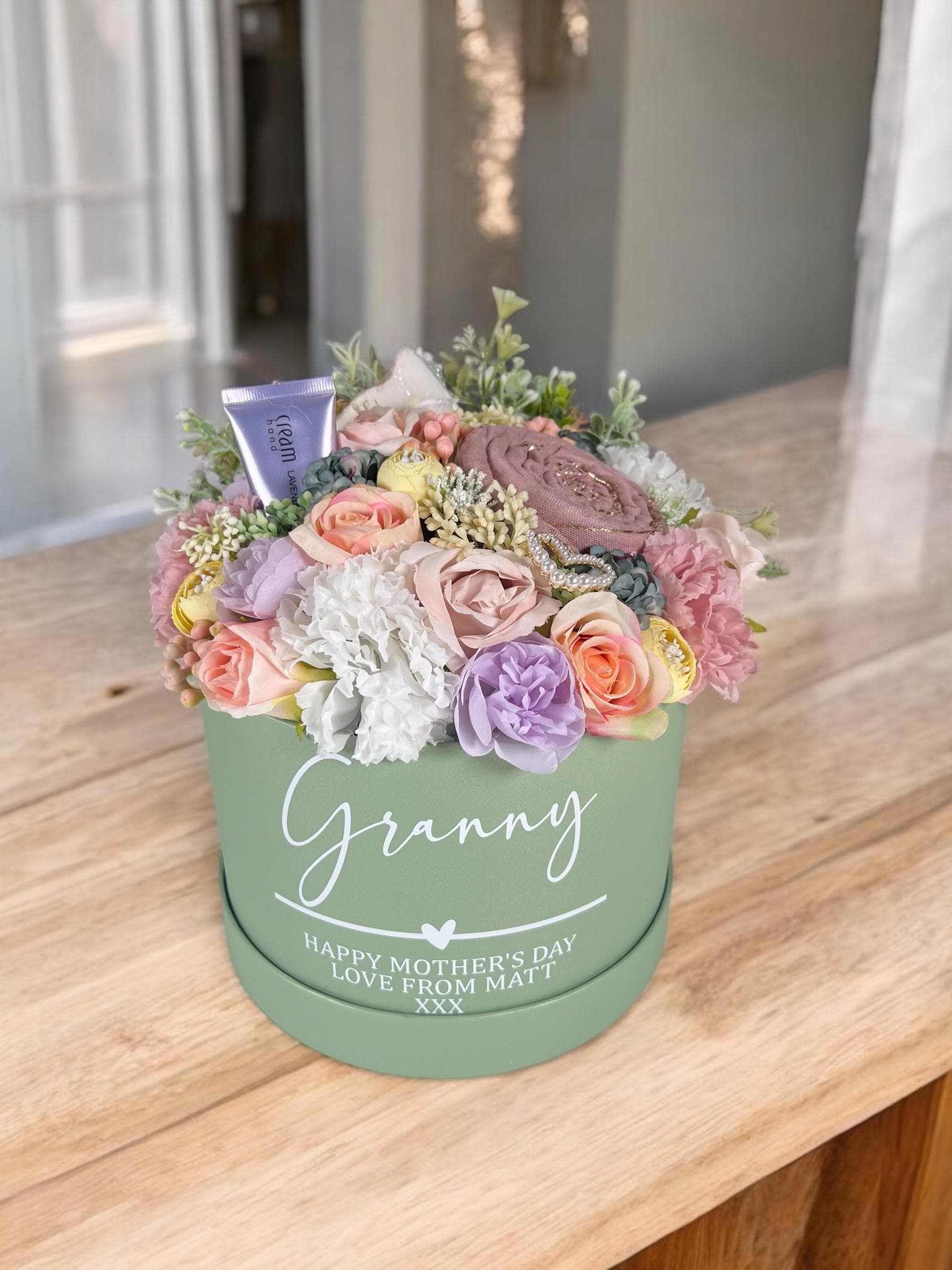 Personalised Floral Gift Set: Luxury Scarf, Brooch & Handmade Soap