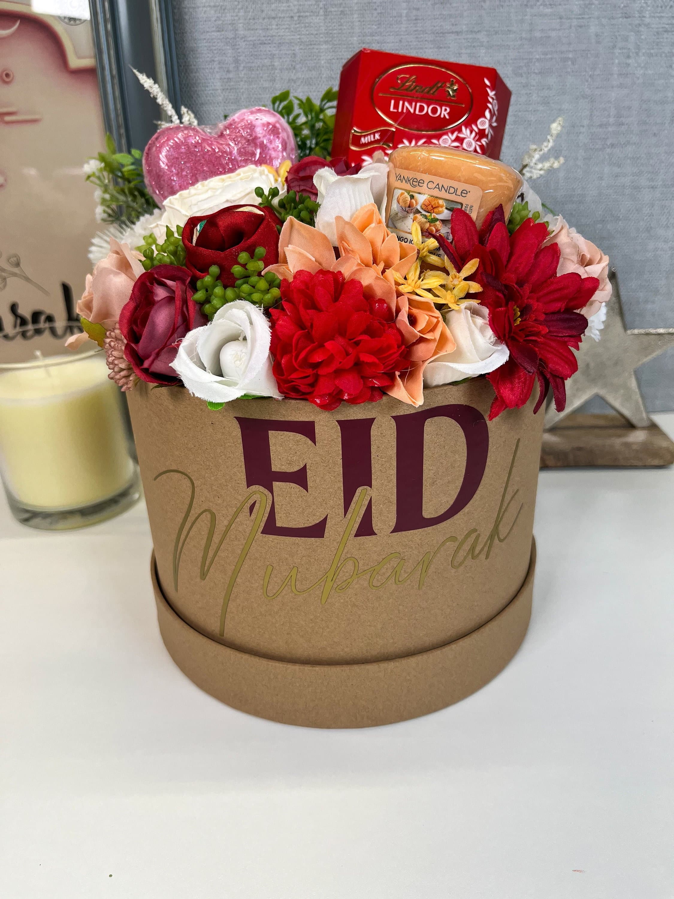 Personalised Eid Gift Hamper, Artificial Flower Bouquet, Ramadan Centrepiece