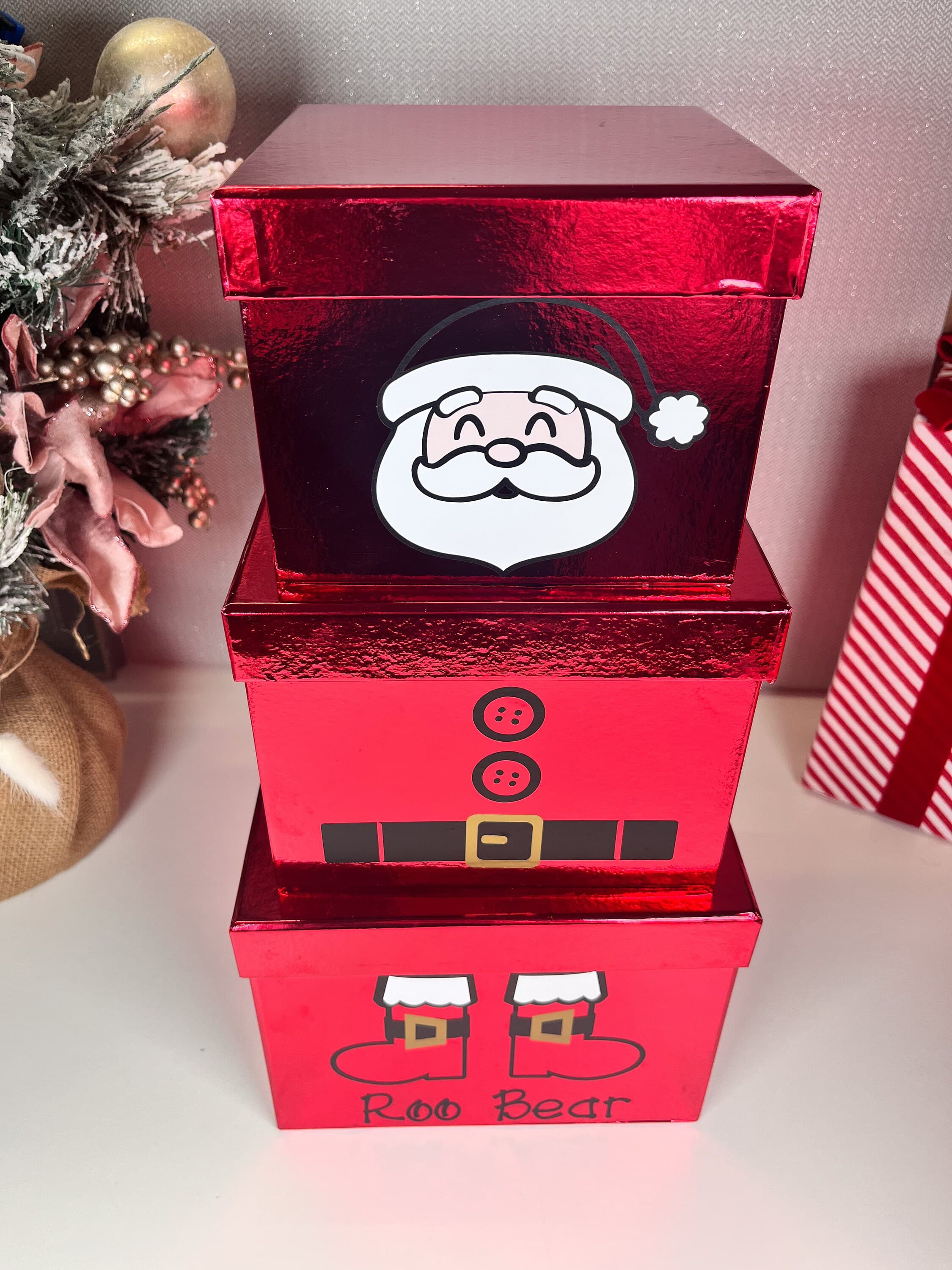Personalised Stackable Christmas Gift Box, Santa Design