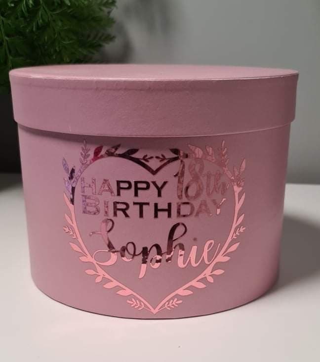 Personalised Round Gift Box, Custom Keepsake Box