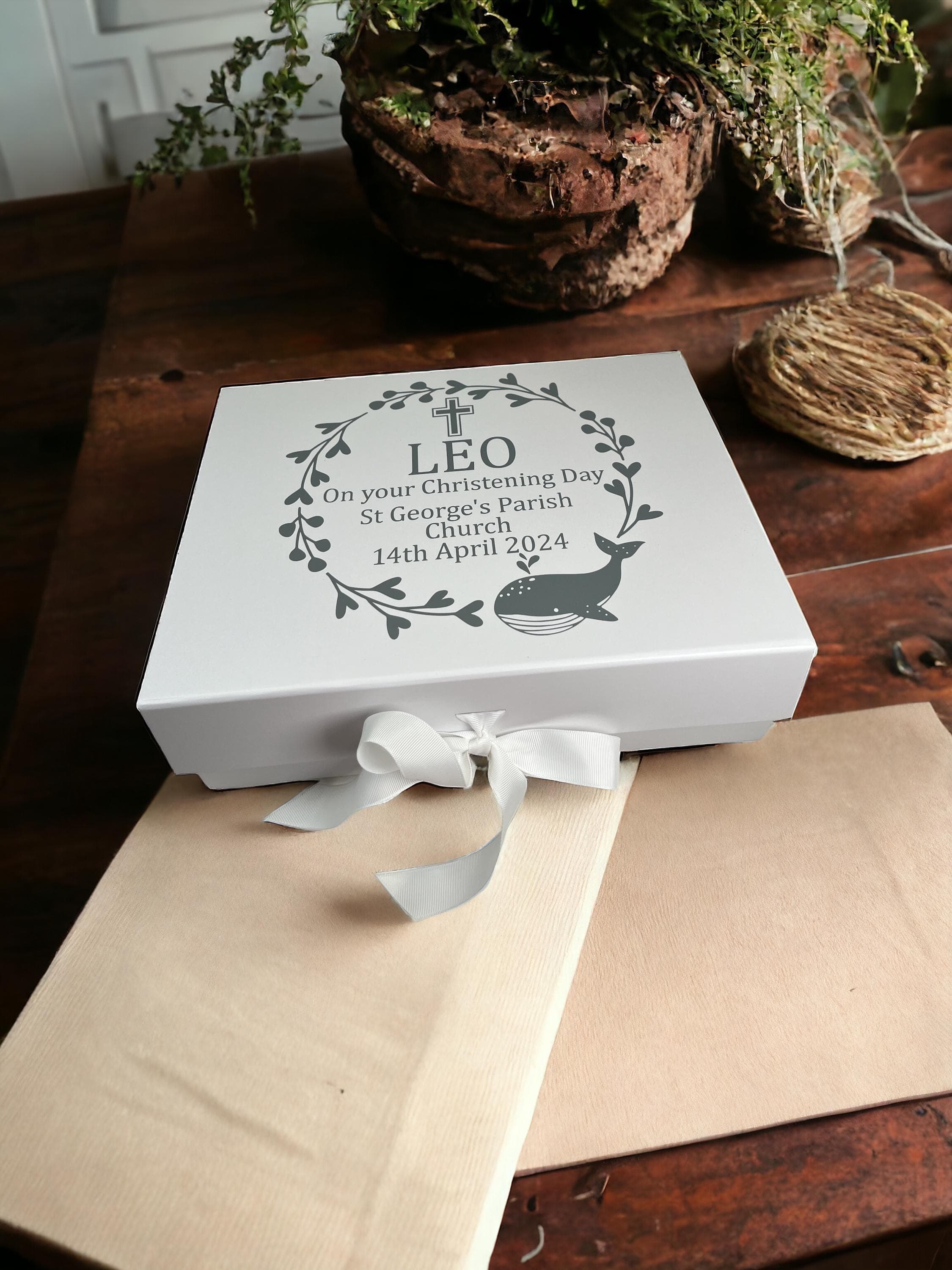 Personalised Christening Gift Box: Whale Design Keepsake Box