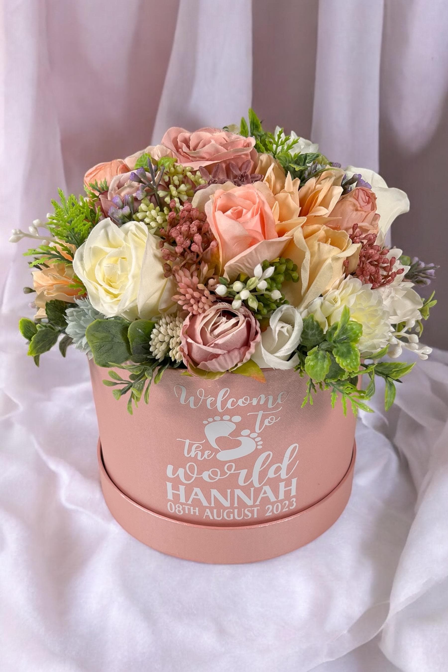 Artificial Floral Bouquet, Personalized Baby Gift, Nursery Decor