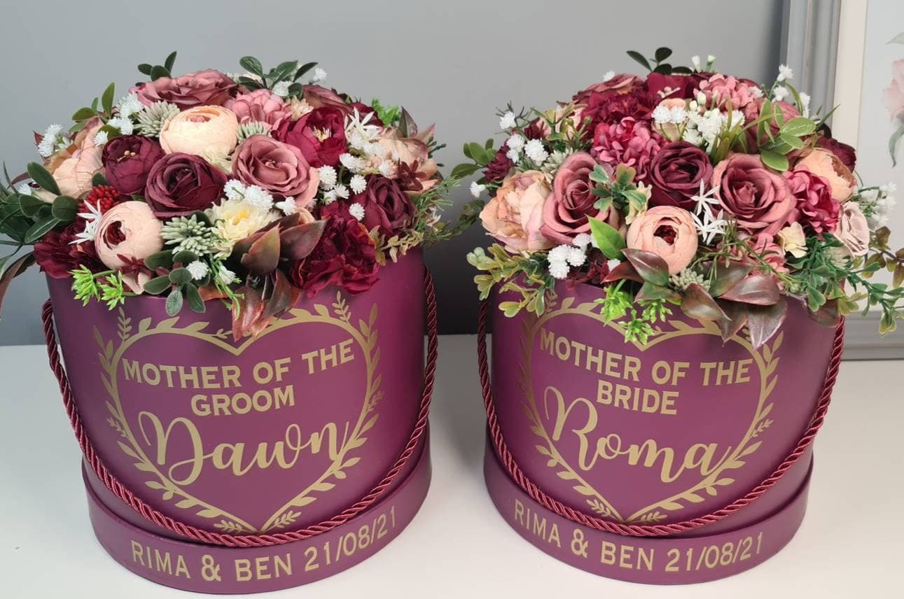 Wedding Floral Gift Box, Personalised Silk Flower Centrepiece - image 5