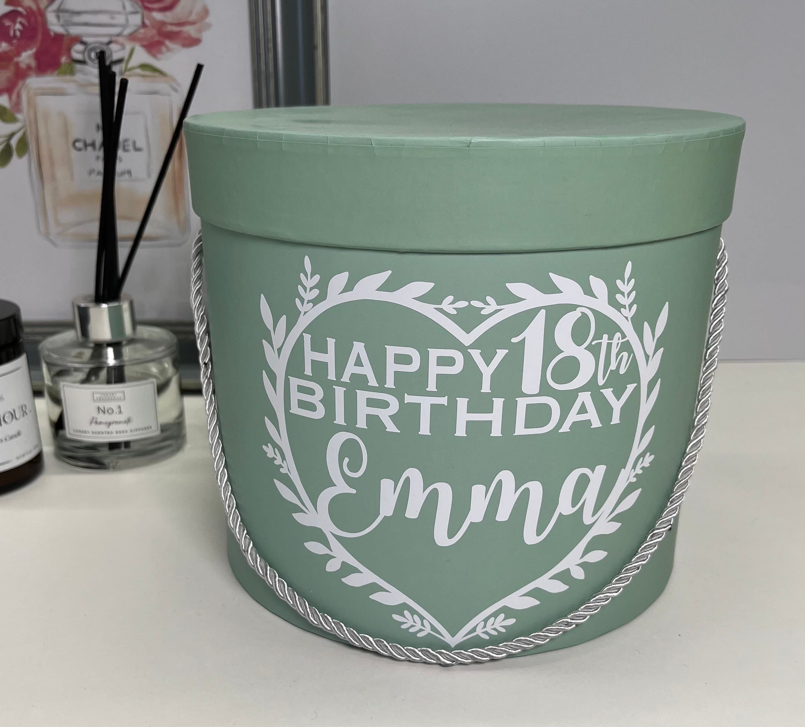 Personalised Round Gift Box, Custom Birthday Keepsake Box