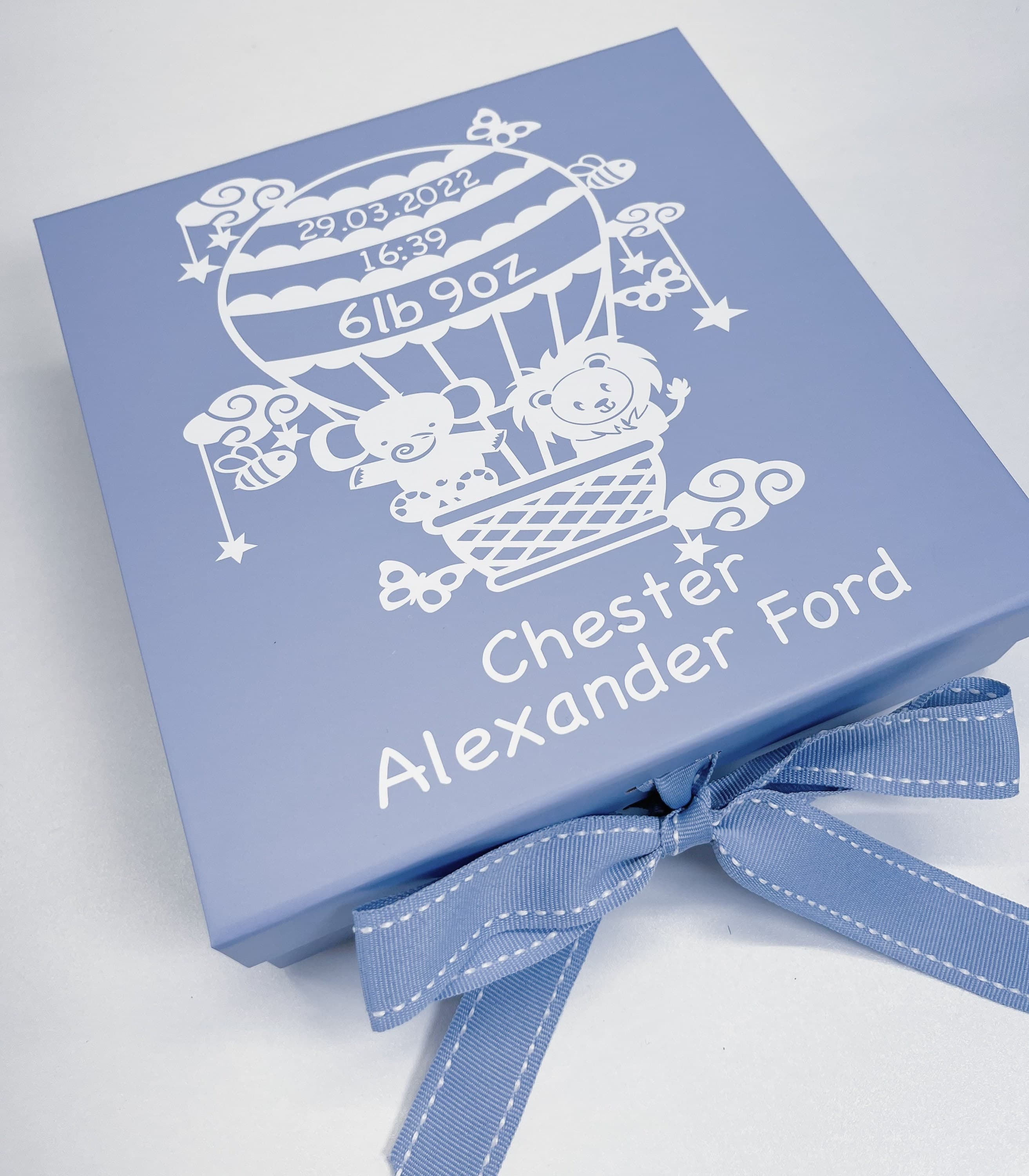 Personalised Baby Boy Keepsake Box, Birth Stats Memory Box - image 5