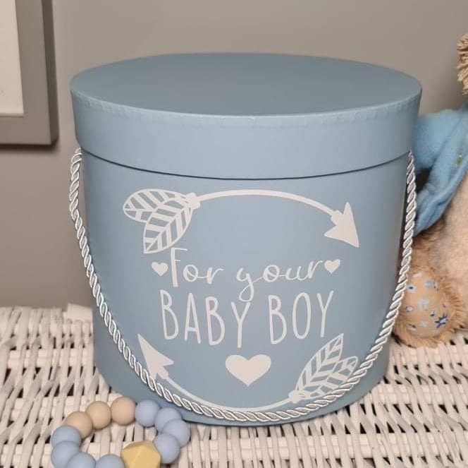 Personalised Newborn Gift Box: Round Baby Keepsake Box - image 4