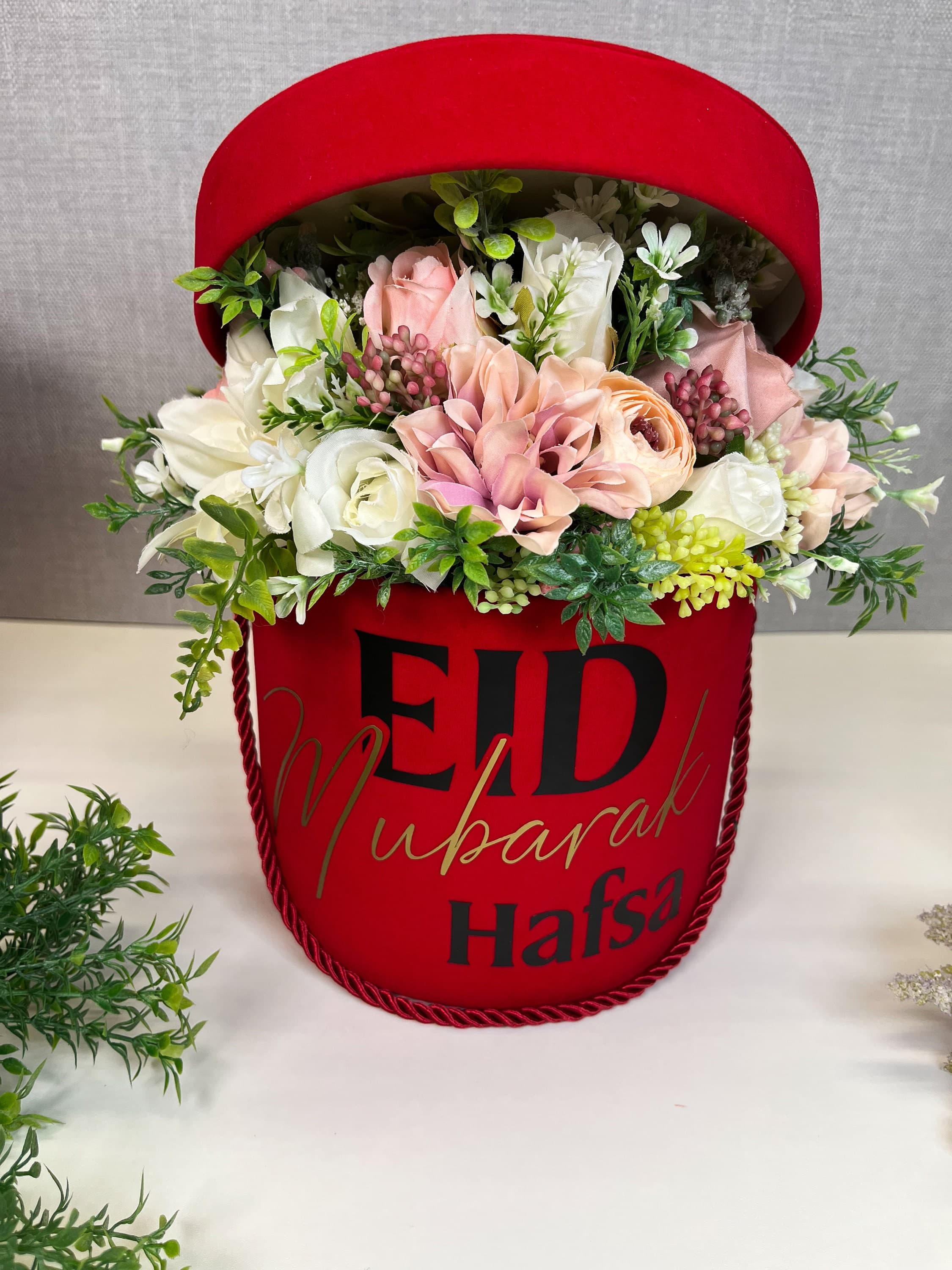 Personalised Eid Mubarak Silk Flower Bouquet, Ramadan Gift - image 4