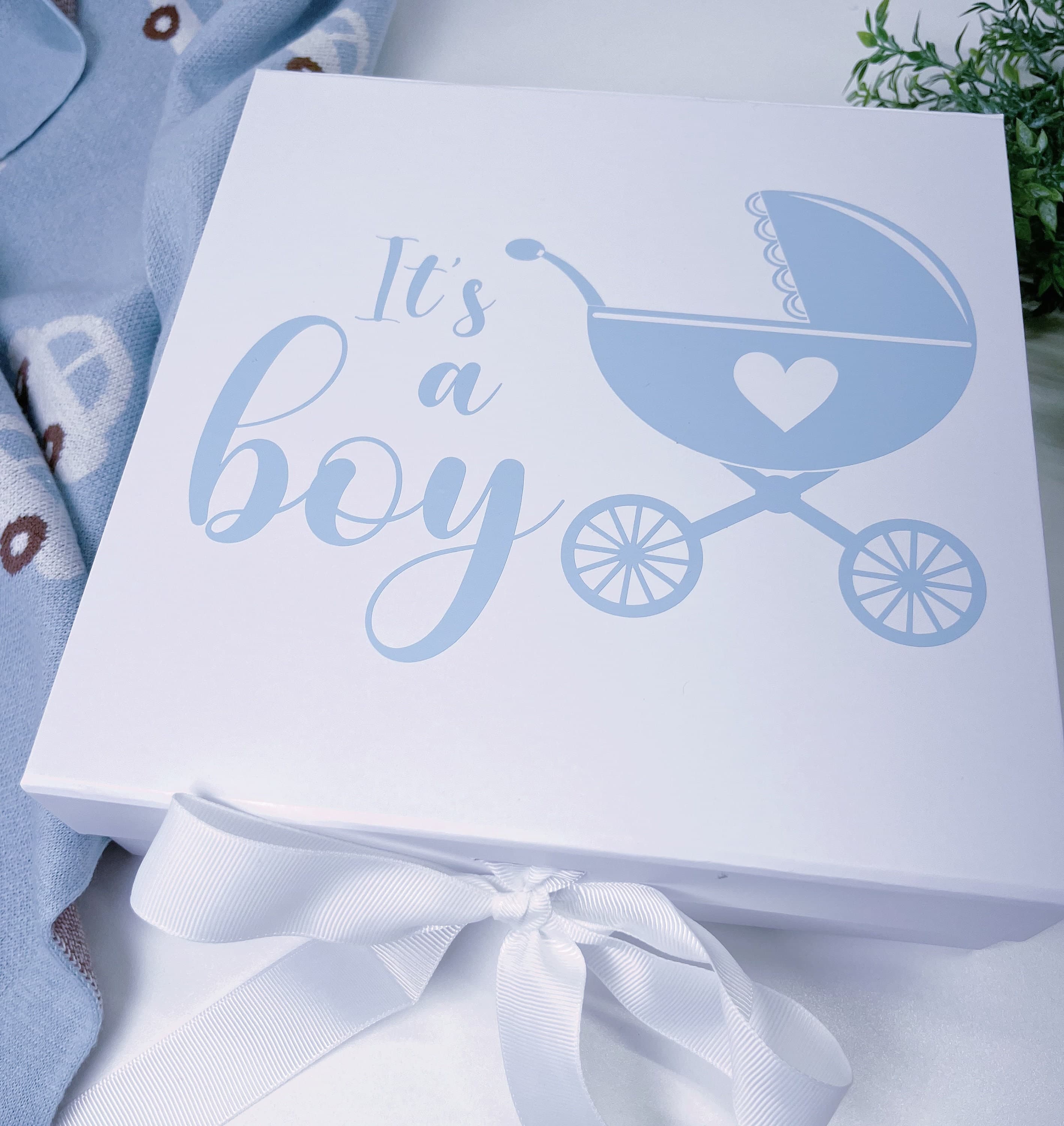 Personalized Baby Boy Keepsake Box, Luxury Memory Box with Ribbon - image 3