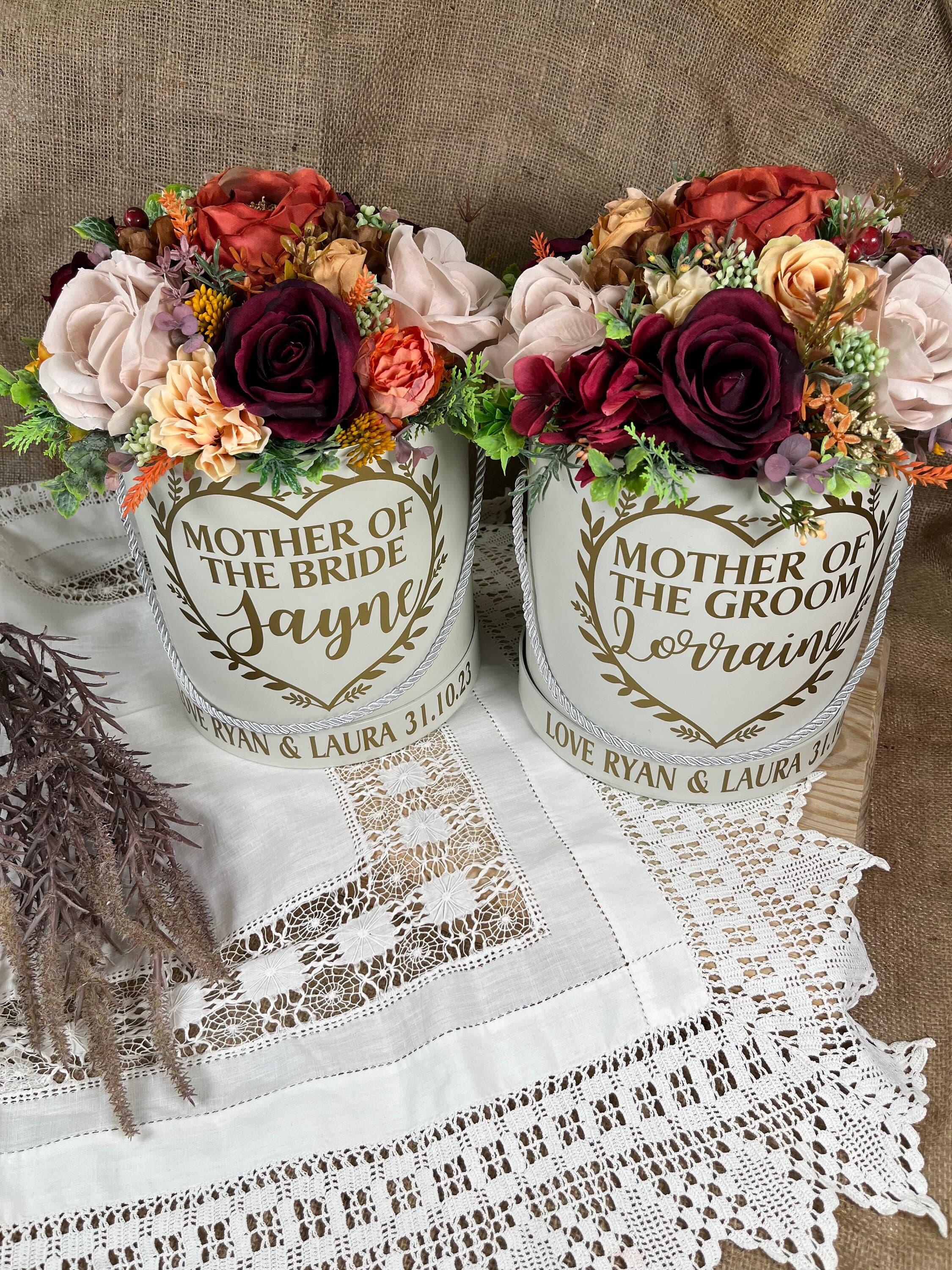 Personalised Artificial Wedding Flower Box: Mother of Bride/Groom Gift