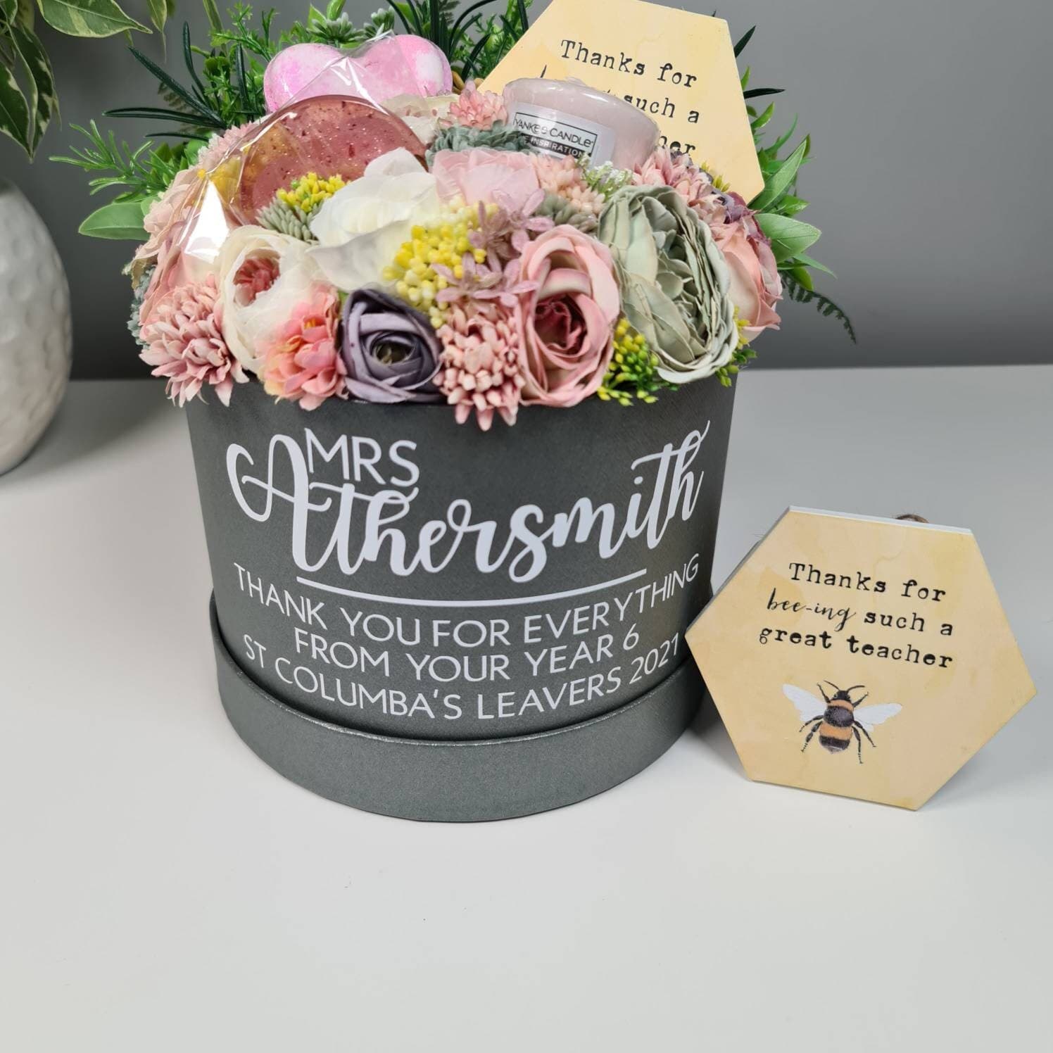 Personalised Teacher Gift Bouquet, Bath Bomb and Candle Set - image 3