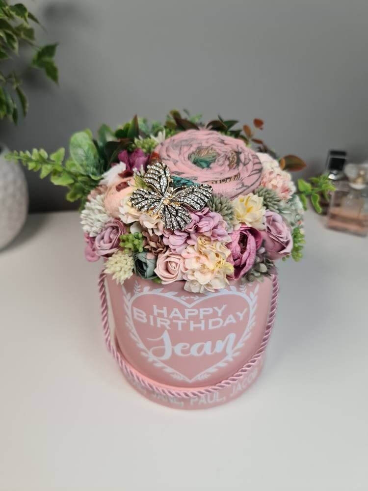 Personalised Floral Bouquet, Scarf and Brooch Set, Birthday Gift - image 3