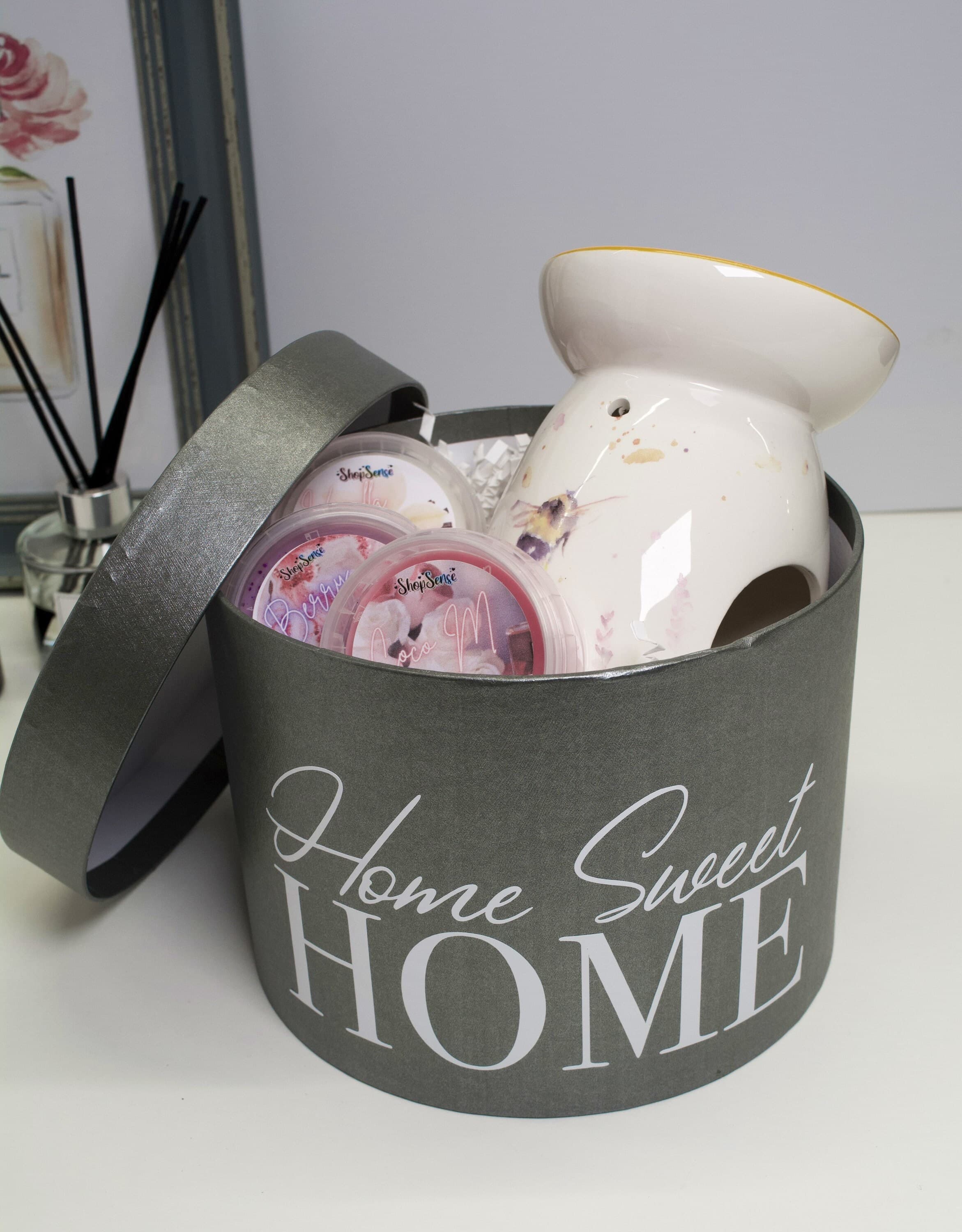 Personalized Wax Melt Burner Gift Set, Home Sweet Home Box
