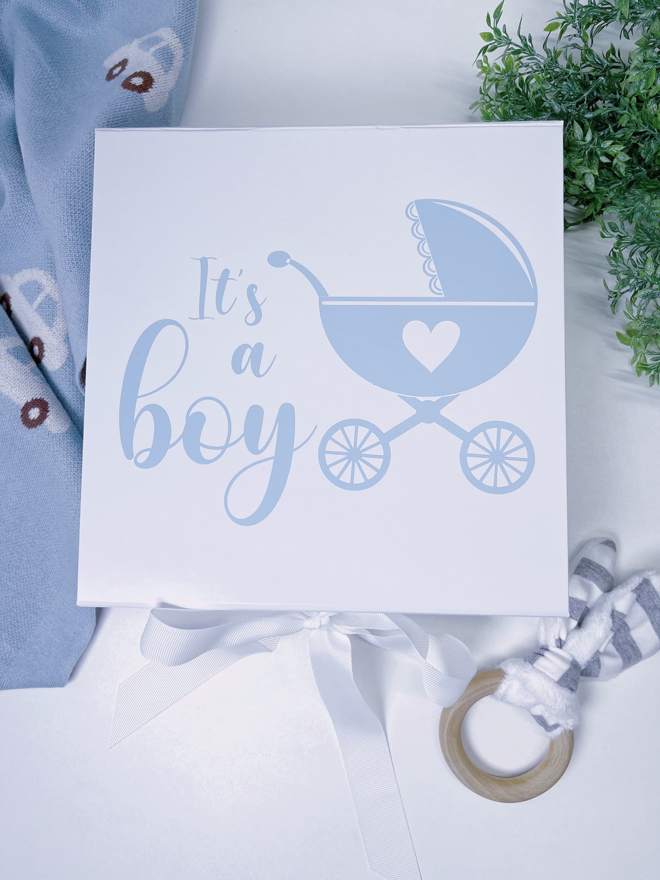 Personalized Baby Boy Keepsake Box, Luxury Memory Box with Ribbon - image 5