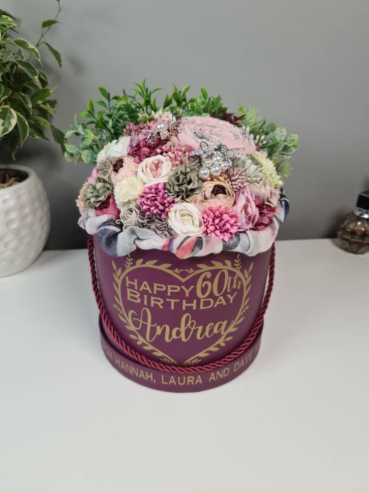 Personalised Floral Bouquet, Scarf and Brooch Set, Birthday Gift - image 4