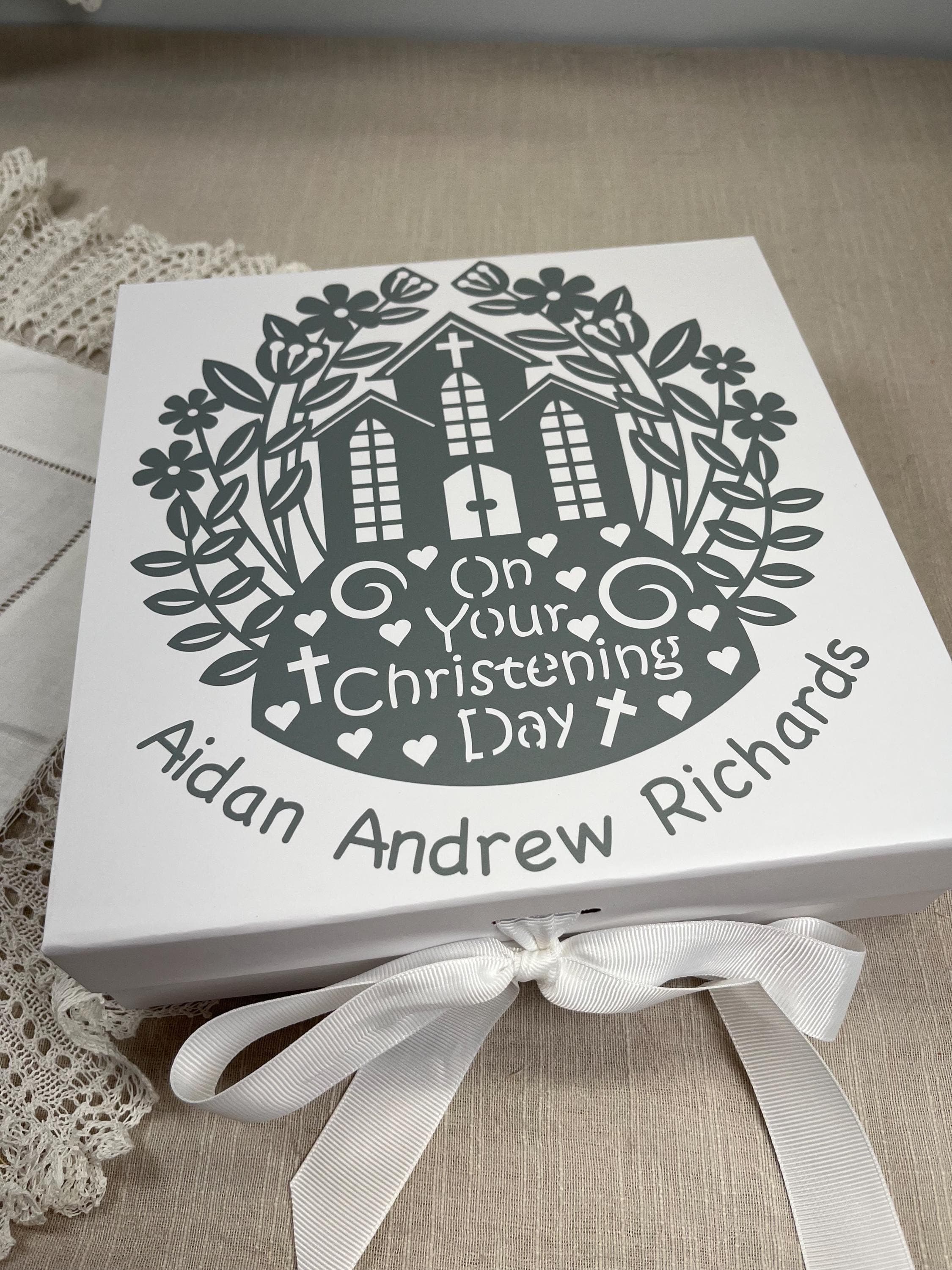 Personalised Christening Gift Box: Church Design Keepsake Box - image 5