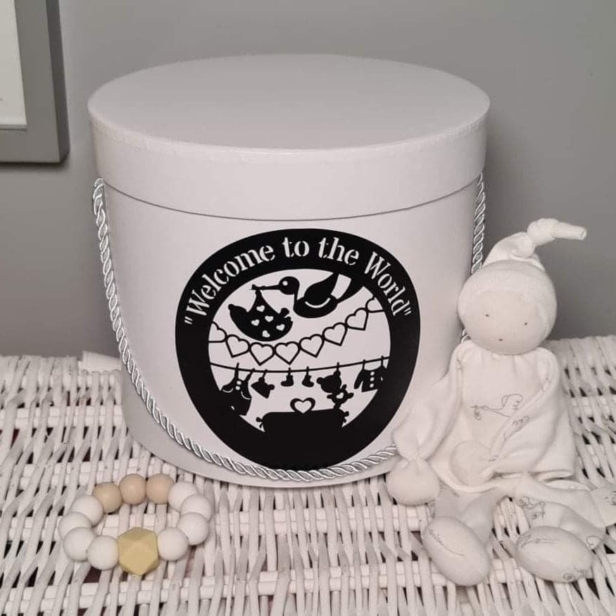 Personalised Newborn Gift Box: Round Baby Keepsake Box - image 5