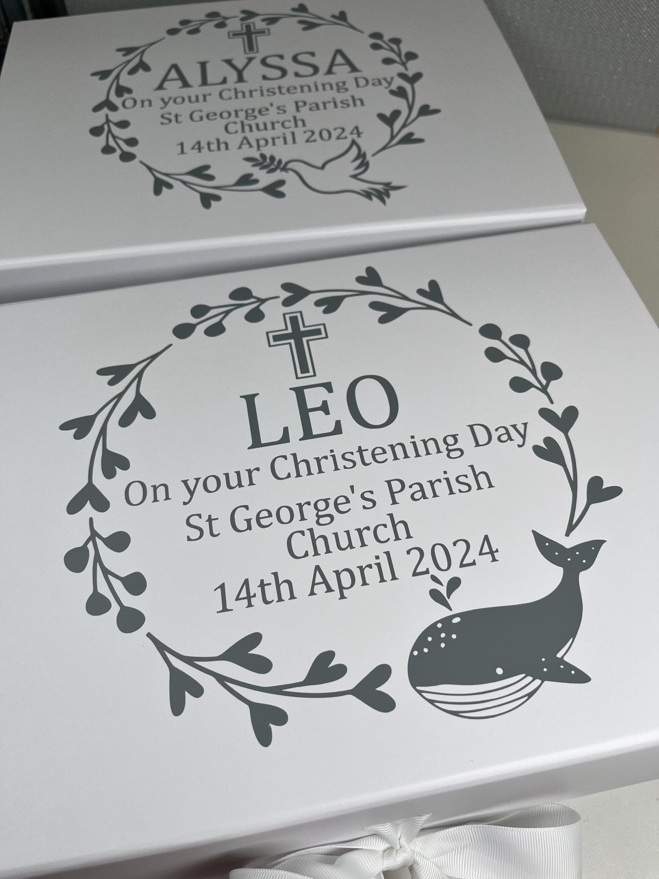 Christening Gift Box with whale design. On your Christening day